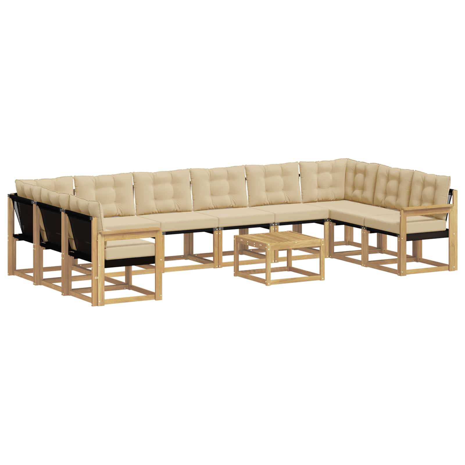 vidaXL Outdoor-Sofagarnitur mit Kissen 11 pcs Weiß und Beige