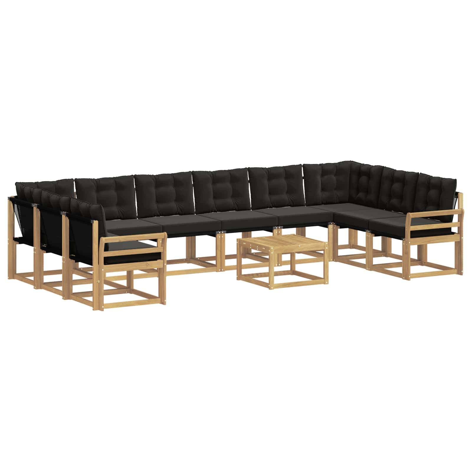 vidaXL Outdoor-Sofagarnitur mit Kissen 11 pcs Weiß und Schwarz