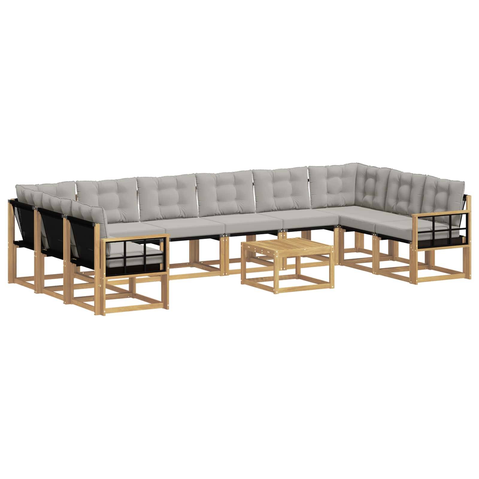 vidaXL Outdoor-Sofagarnitur mit Kissen 11 pcs Weiß und Hellgrau