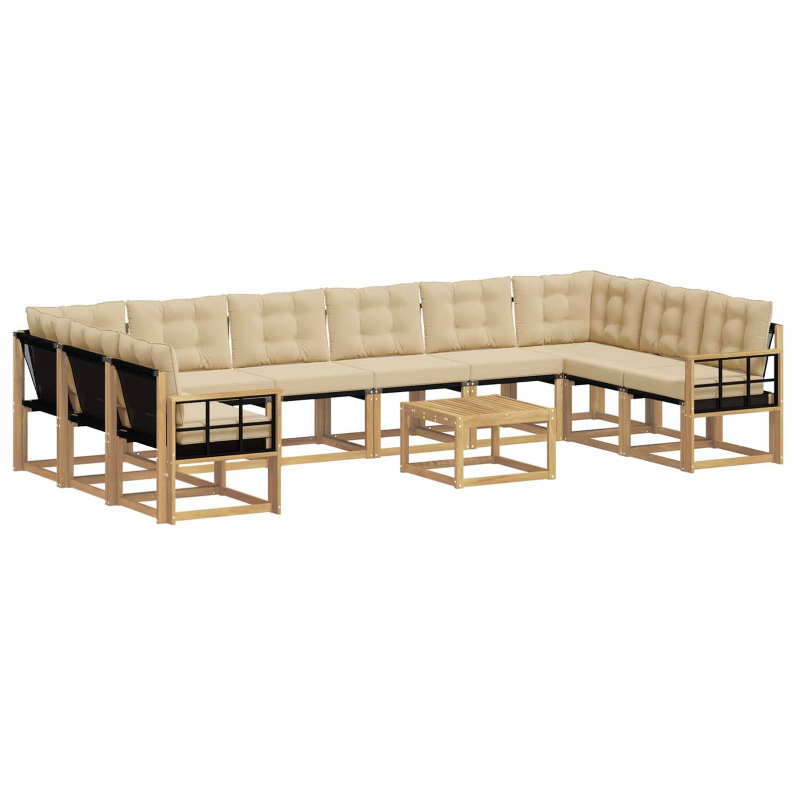 vidaXL Outdoor-Sofagarnitur mit Kissen 11 pcs Weiß und Beige