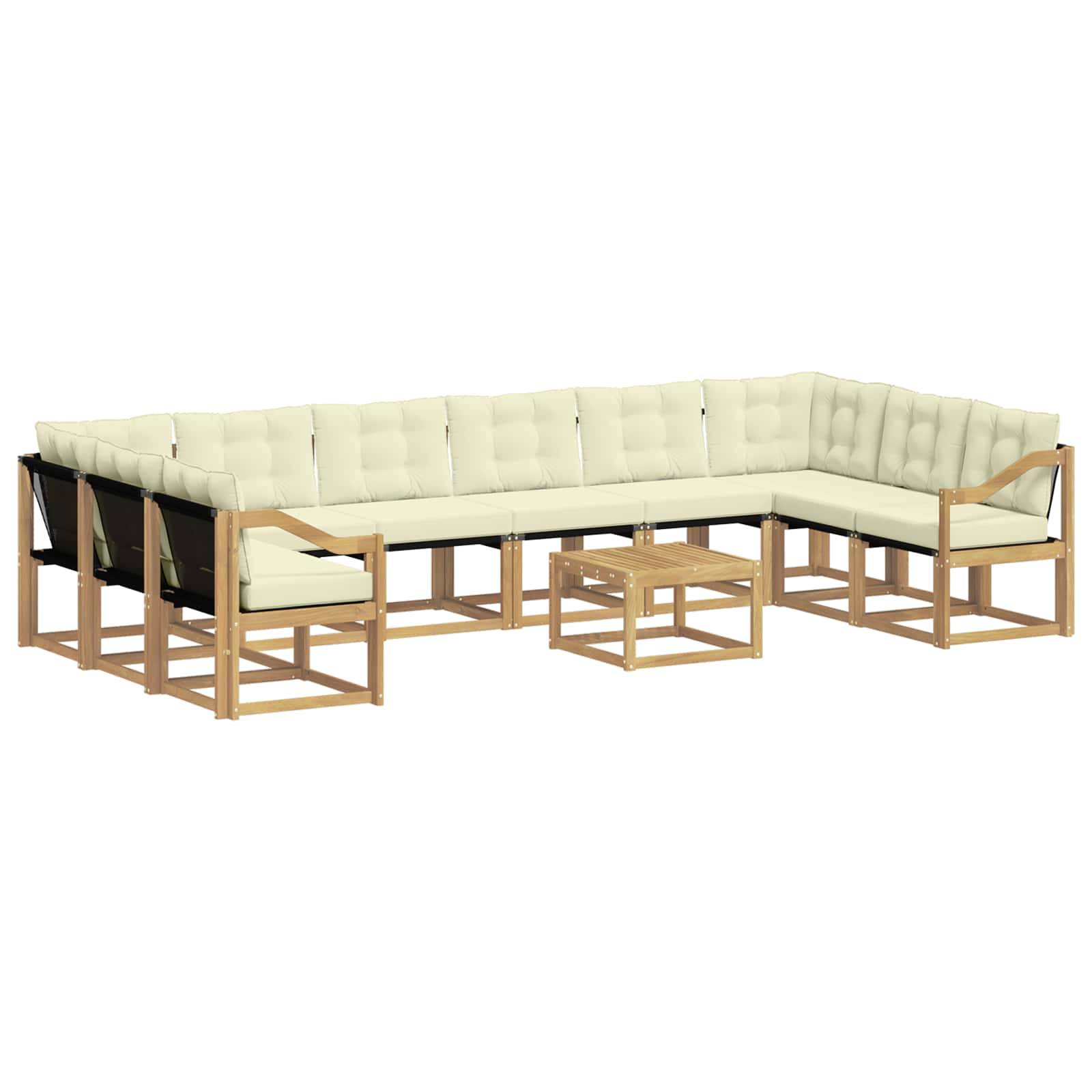 vidaXL Outdoor-Sofagarnitur mit Kissen 11 pcs Weiß und Creme
