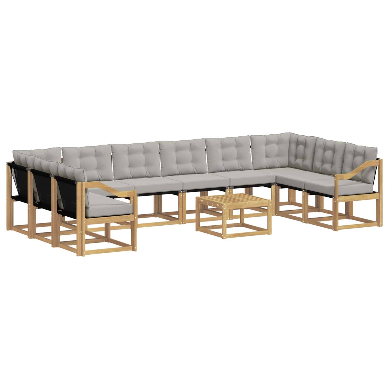 vidaXL Outdoor-Sofagarnitur mit Kissen 11 pcs Weiß und Hellgrau