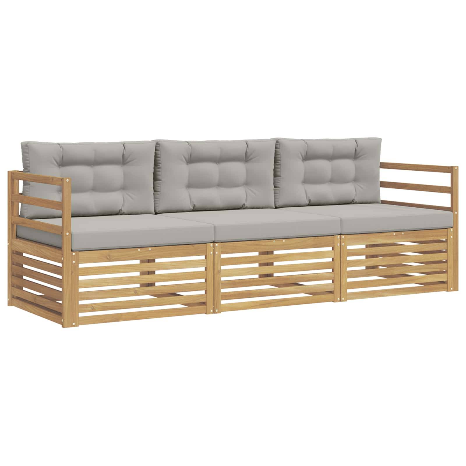 vidaXL Outdoor-Sofagarnitur 3 pcs Weiß und Hellgrau Polyester