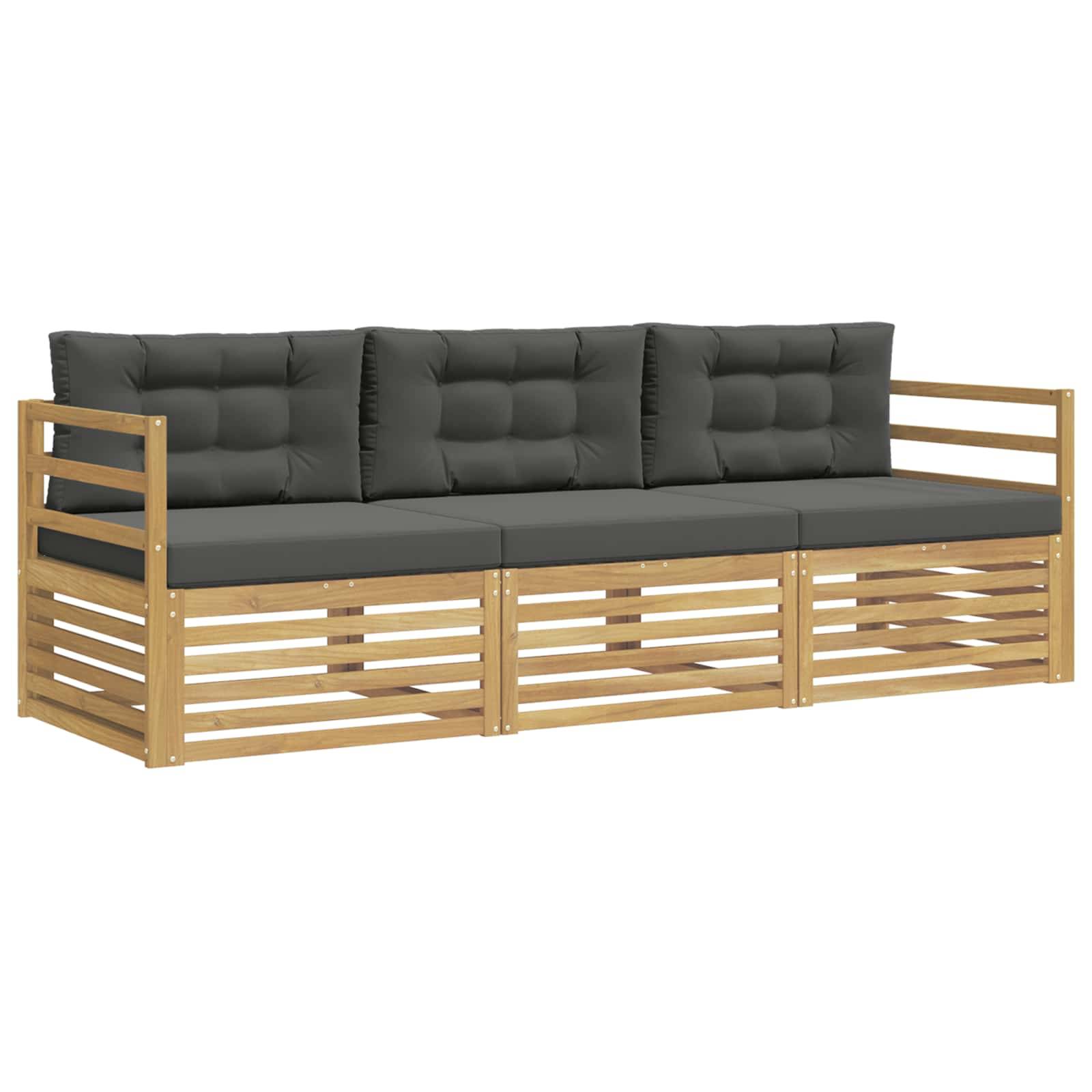 vidaXL Outdoor-Sofagarnitur 3 pcs Weiß und Anthrazit Polyester
