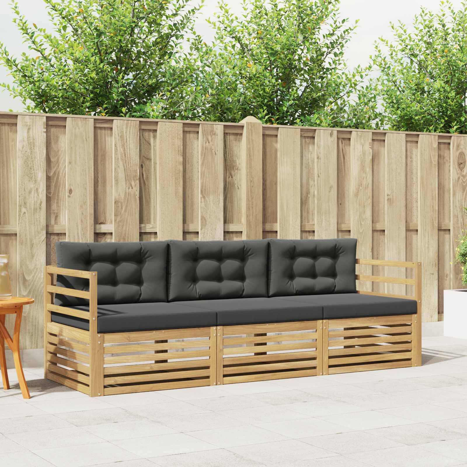 vidaXL Outdoor-Sofagarnitur 3 pcs Weiß und Anthrazit Polyester
