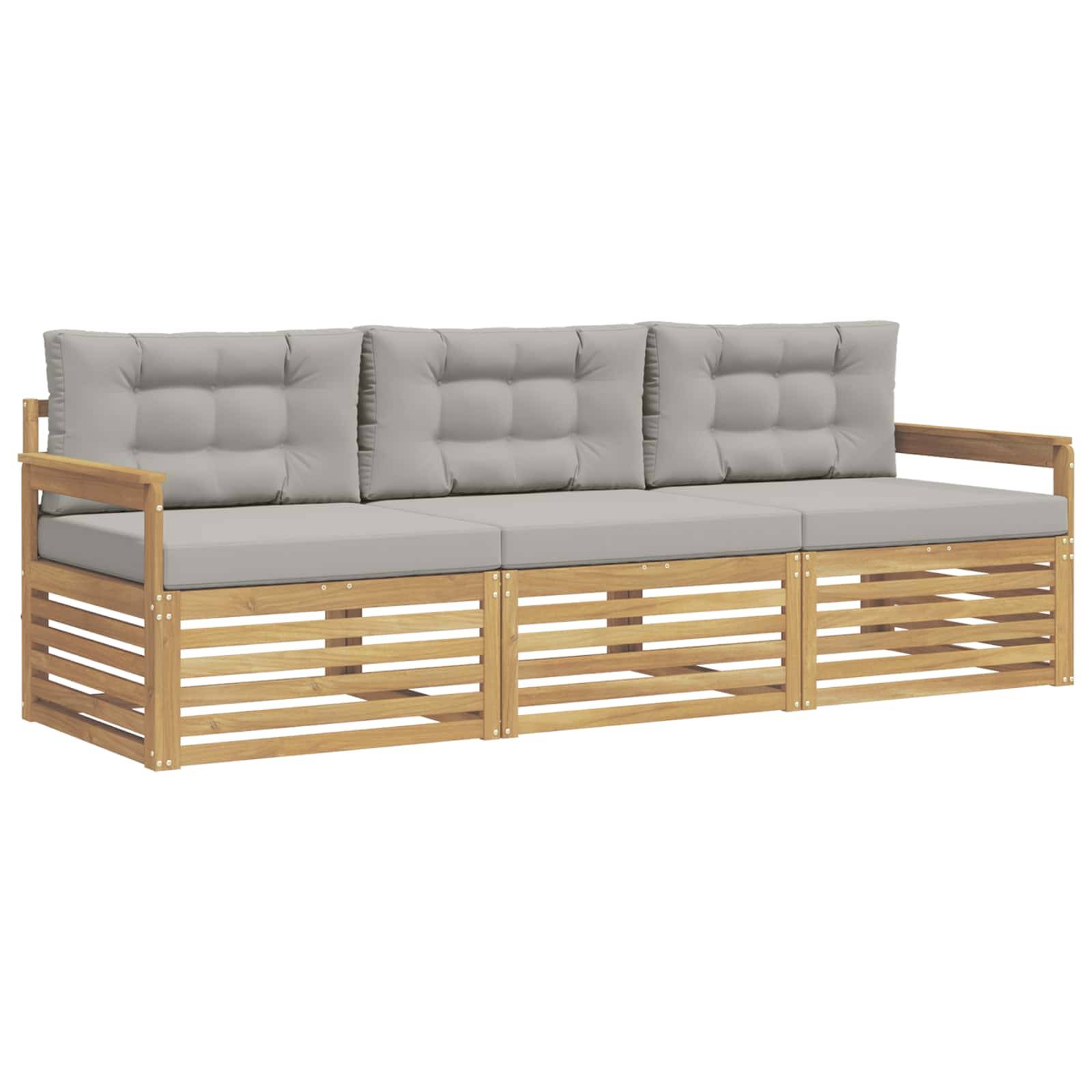 vidaXL Outdoor-Sofagarnitur 3 pcs Weiß und Hellgrau Polyester