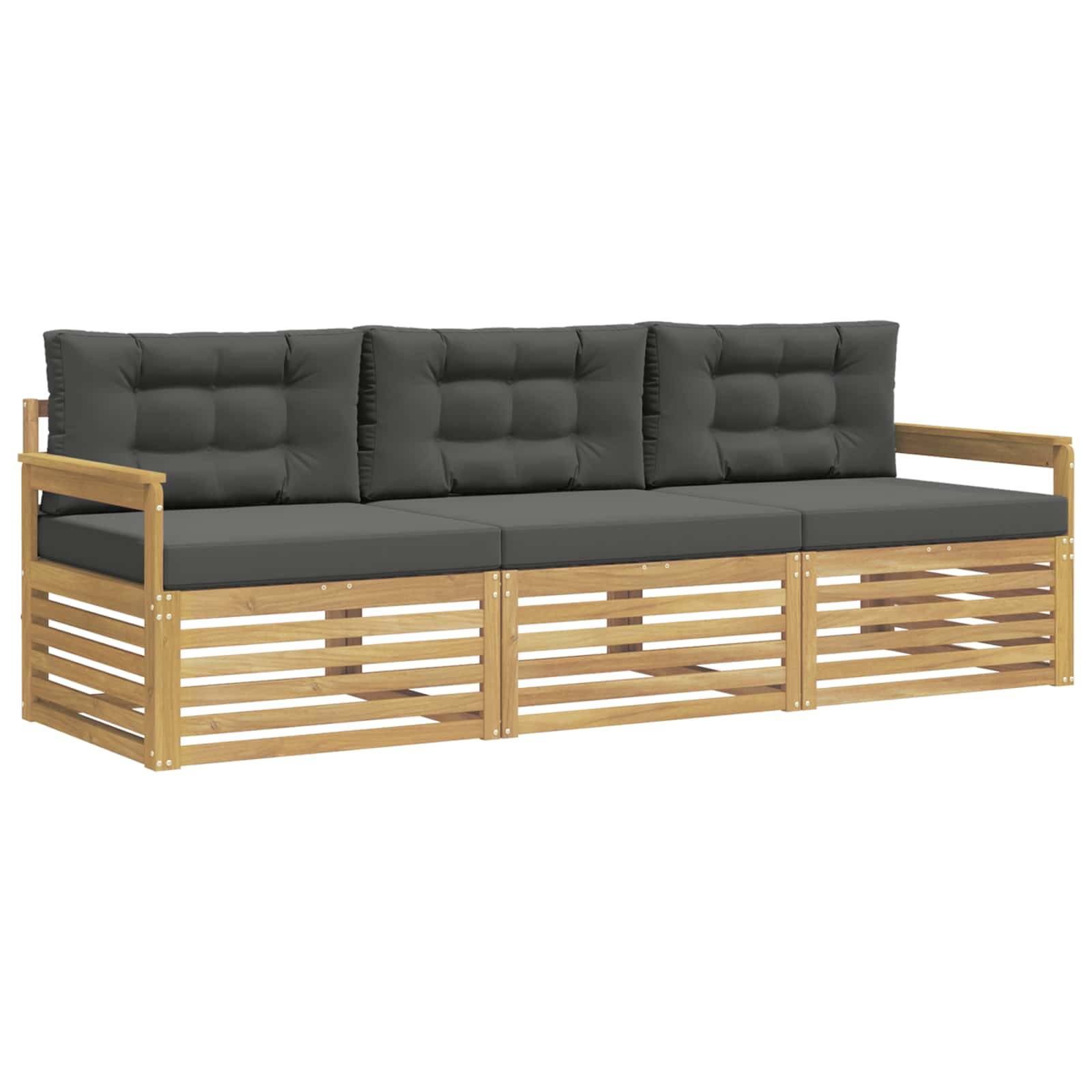 vidaXL Outdoor-Sofagarnitur 3 pcs Weiß und Anthrazit Polyester