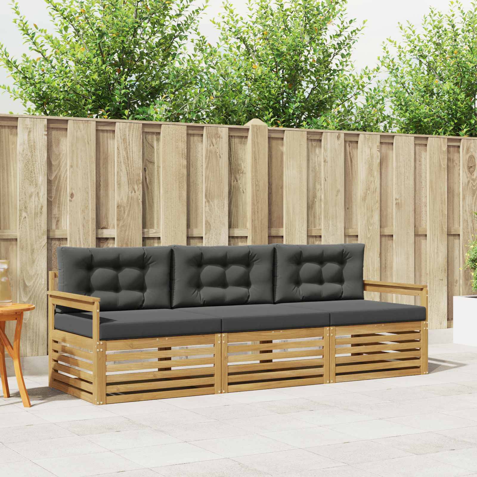 vidaXL Outdoor-Sofagarnitur 3 pcs Weiß und Anthrazit Polyester