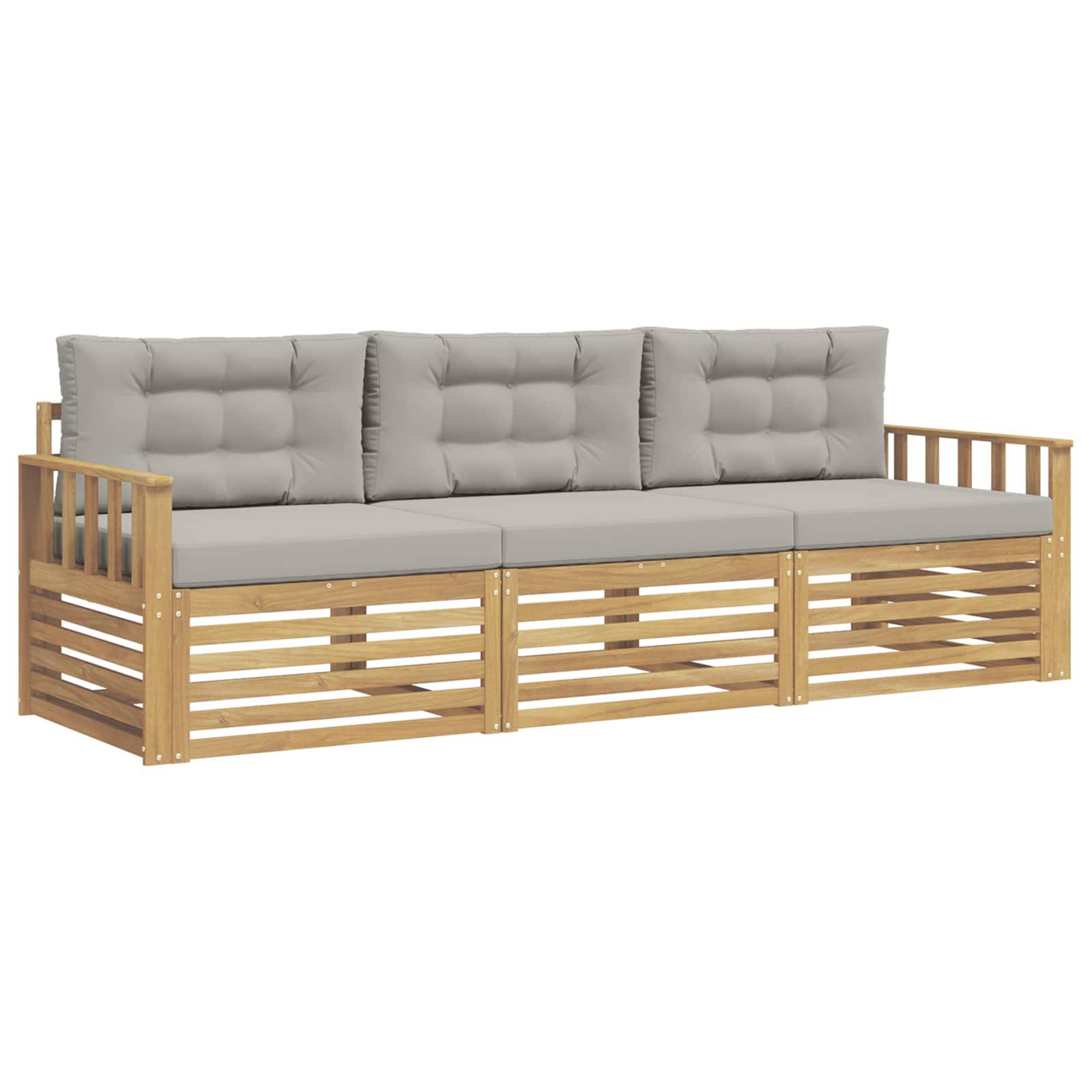 vidaXL Outdoor-Sofagarnitur 3 pcs Weiß und Hellgrau Polyester