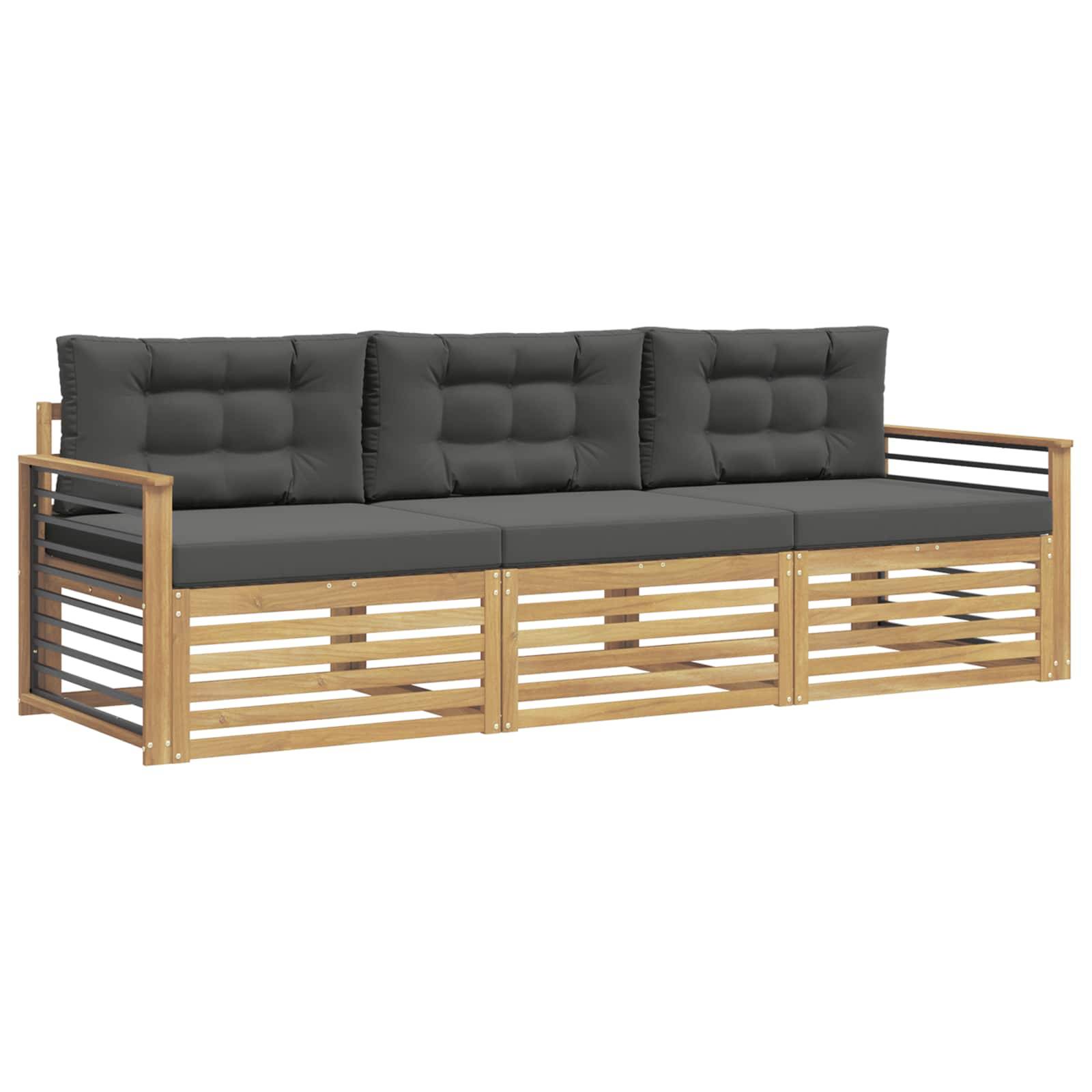 vidaXL Outdoor-Sofagarnitur 3 pcs Weiß und Anthrazit Polyester