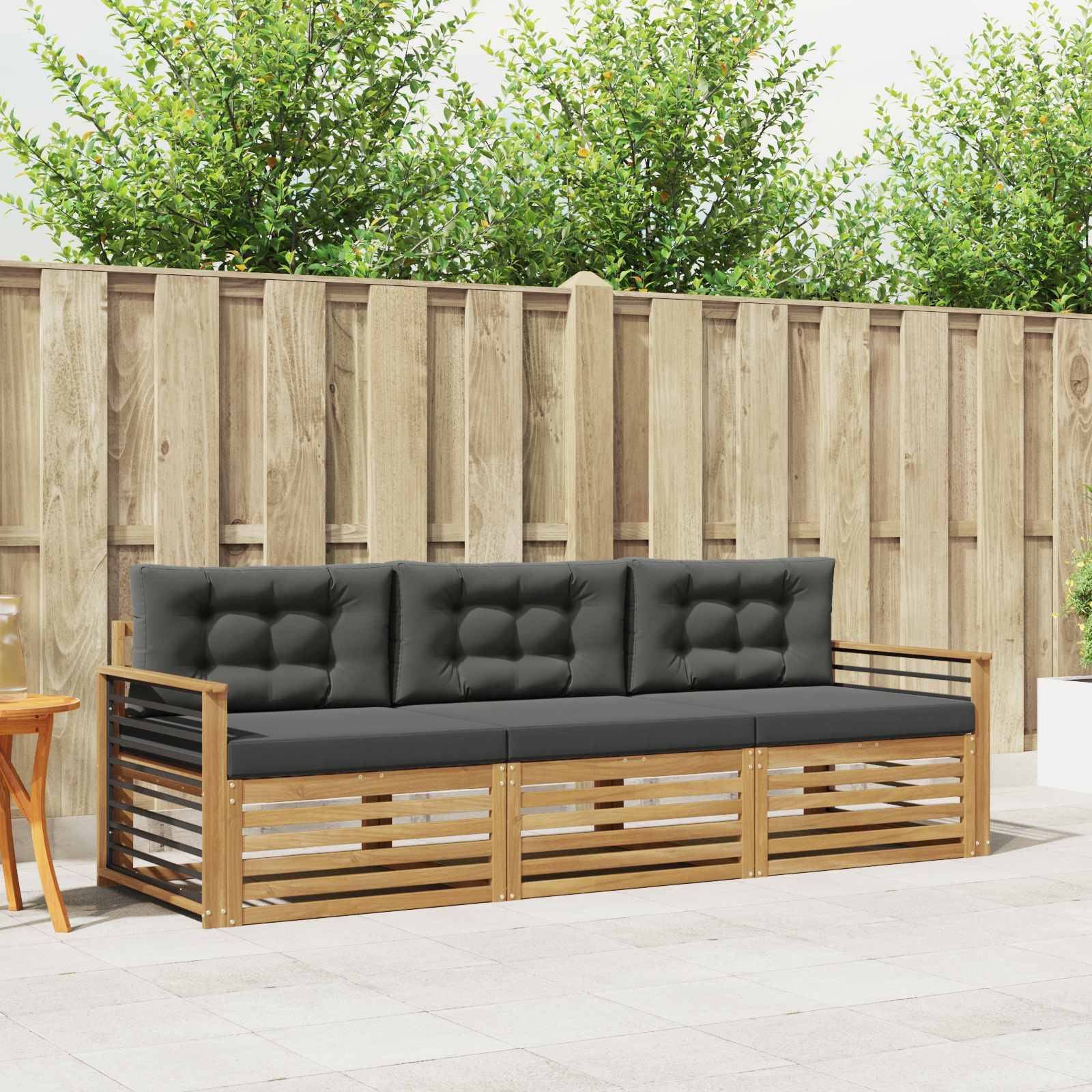 vidaXL Outdoor-Sofagarnitur 3 pcs Weiß und Anthrazit Polyester