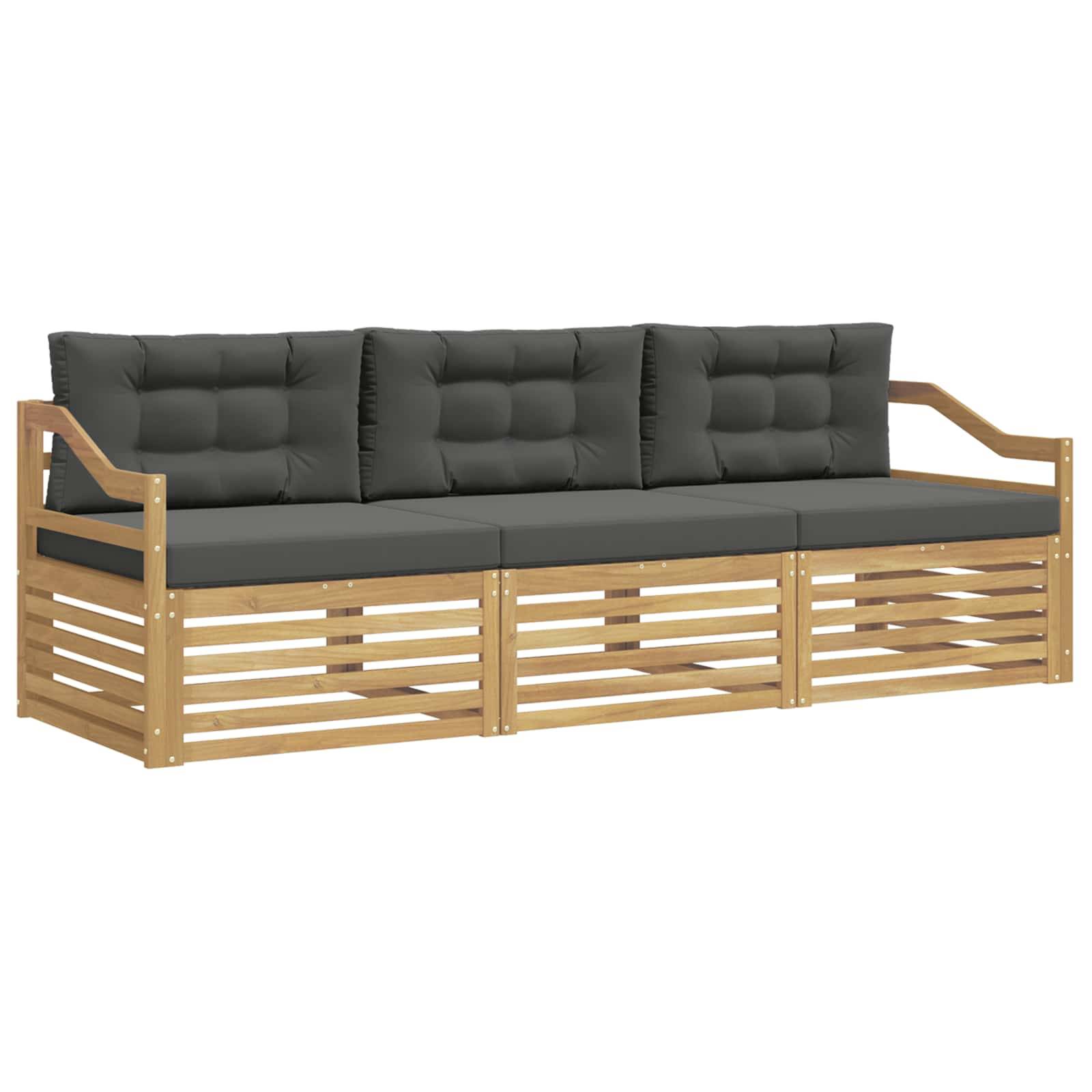 vidaXL Outdoor-Sofagarnitur 3 pcs Weiß und Anthrazit Polyester