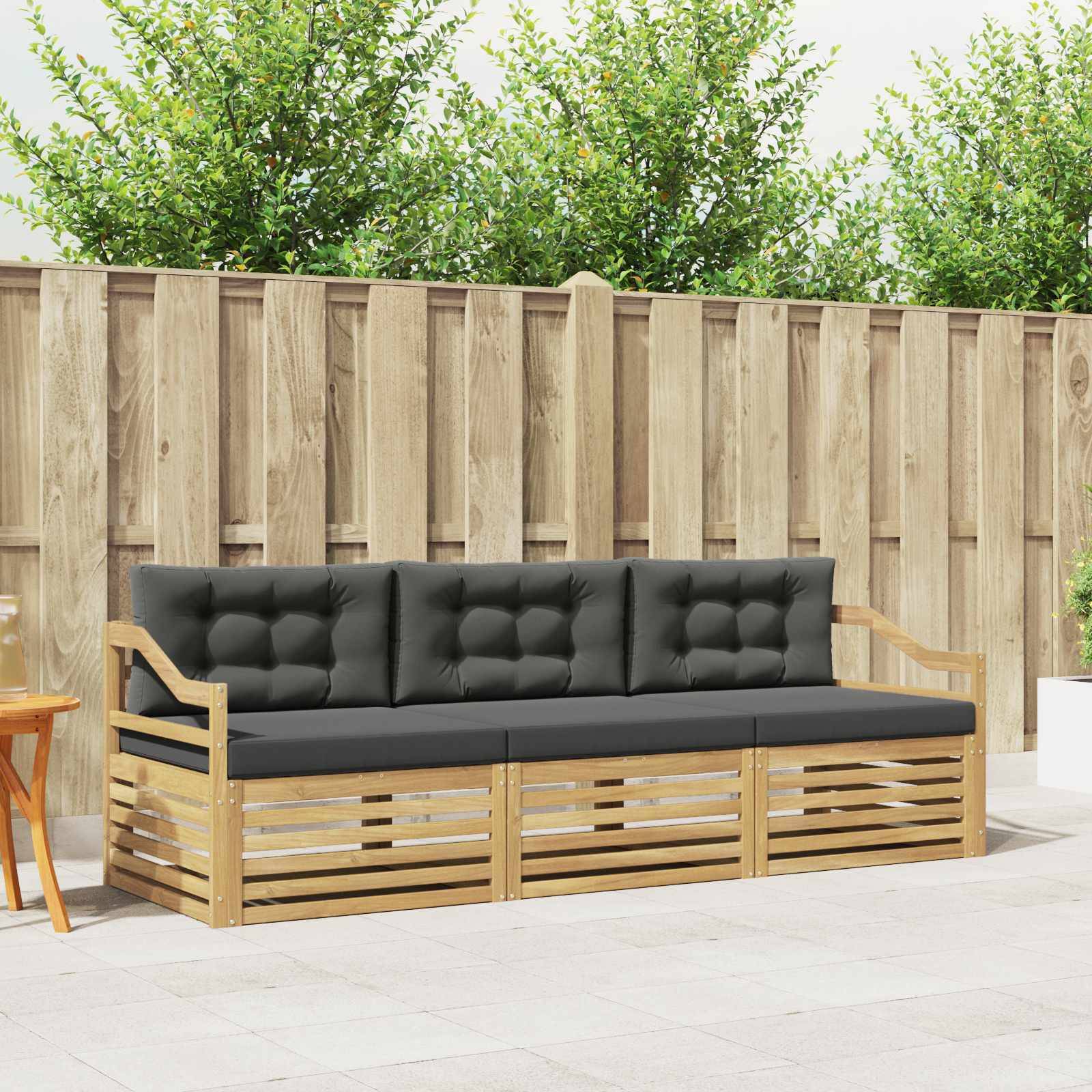 vidaXL Outdoor-Sofagarnitur 3 pcs Weiß und Anthrazit Polyester