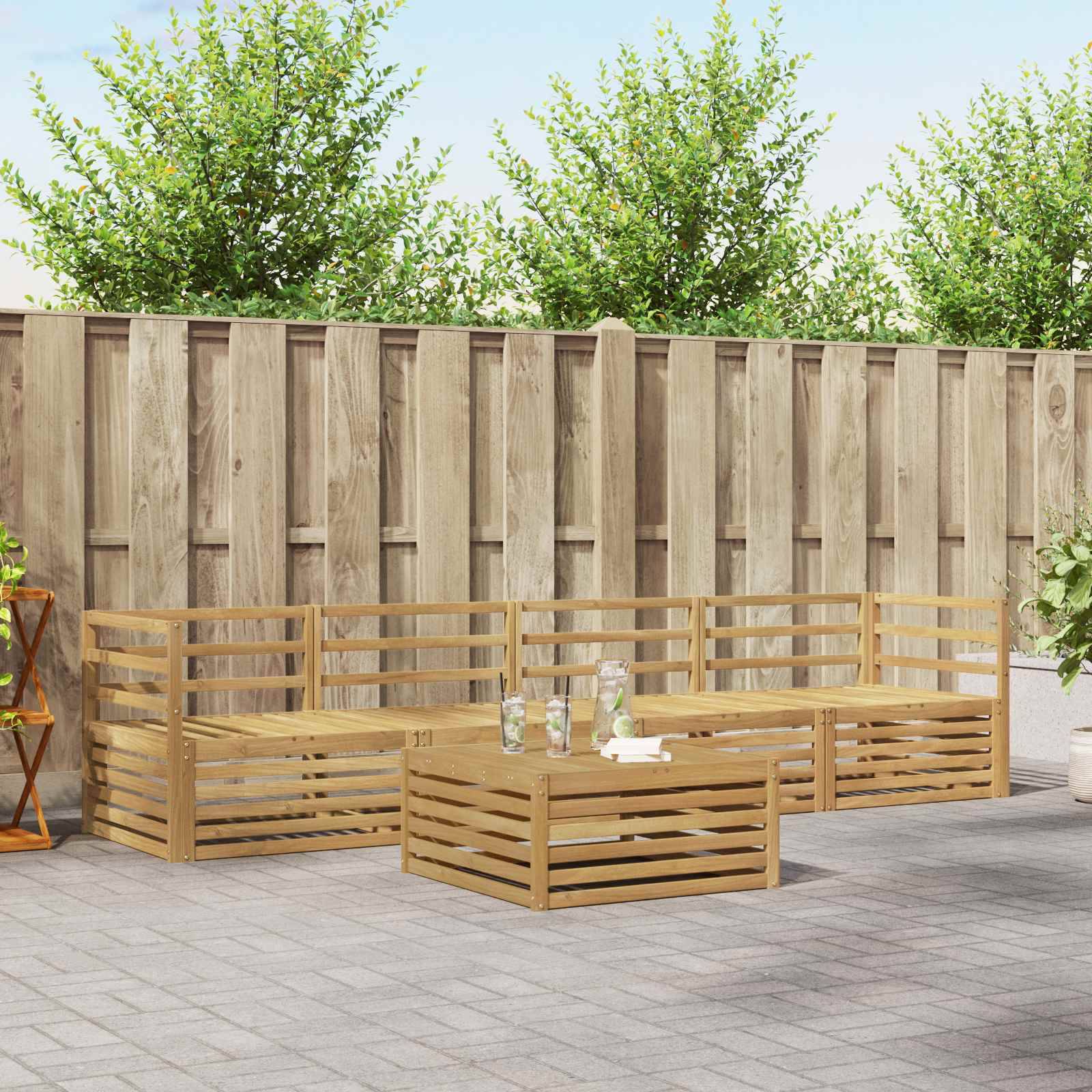 vidaXL Outdoor-Sofagarnitur 5 pcs Weiß Massivholz Akazie