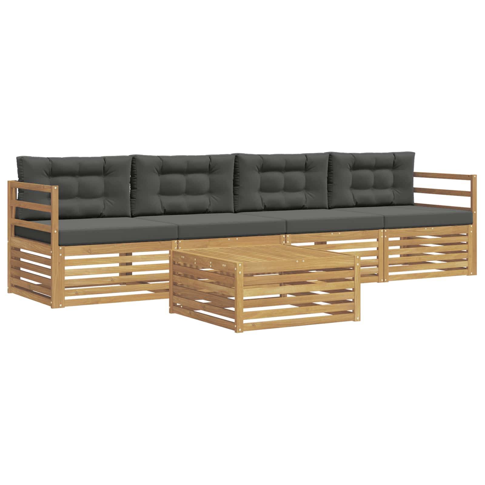 vidaXL Outdoor-Sofagarnitur 5 pcs Weiß und Anthrazit Massivholz Akazie