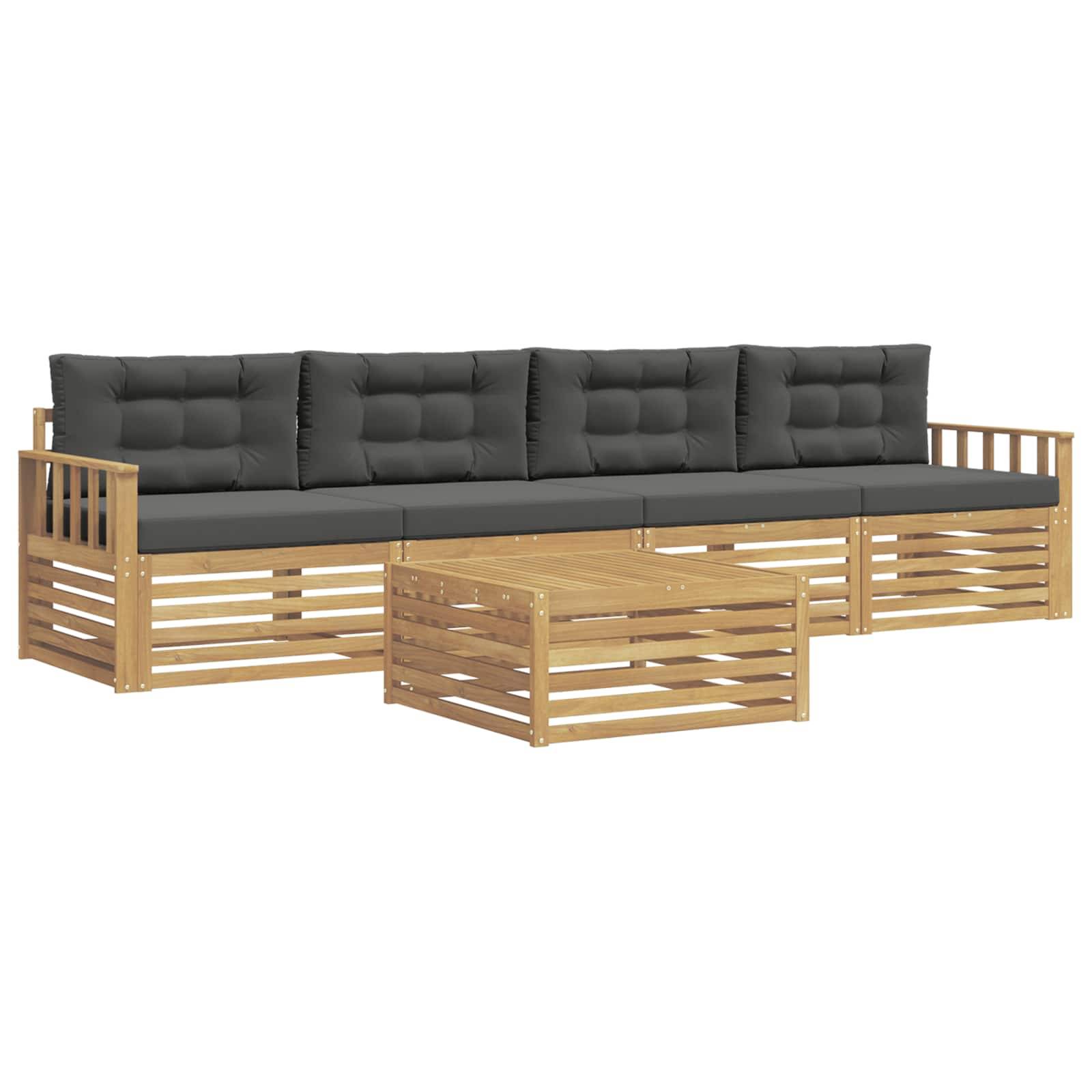 vidaXL Outdoor-Sofagarnitur 5 pcs Weiß und Anthrazit Massivholz Akazie