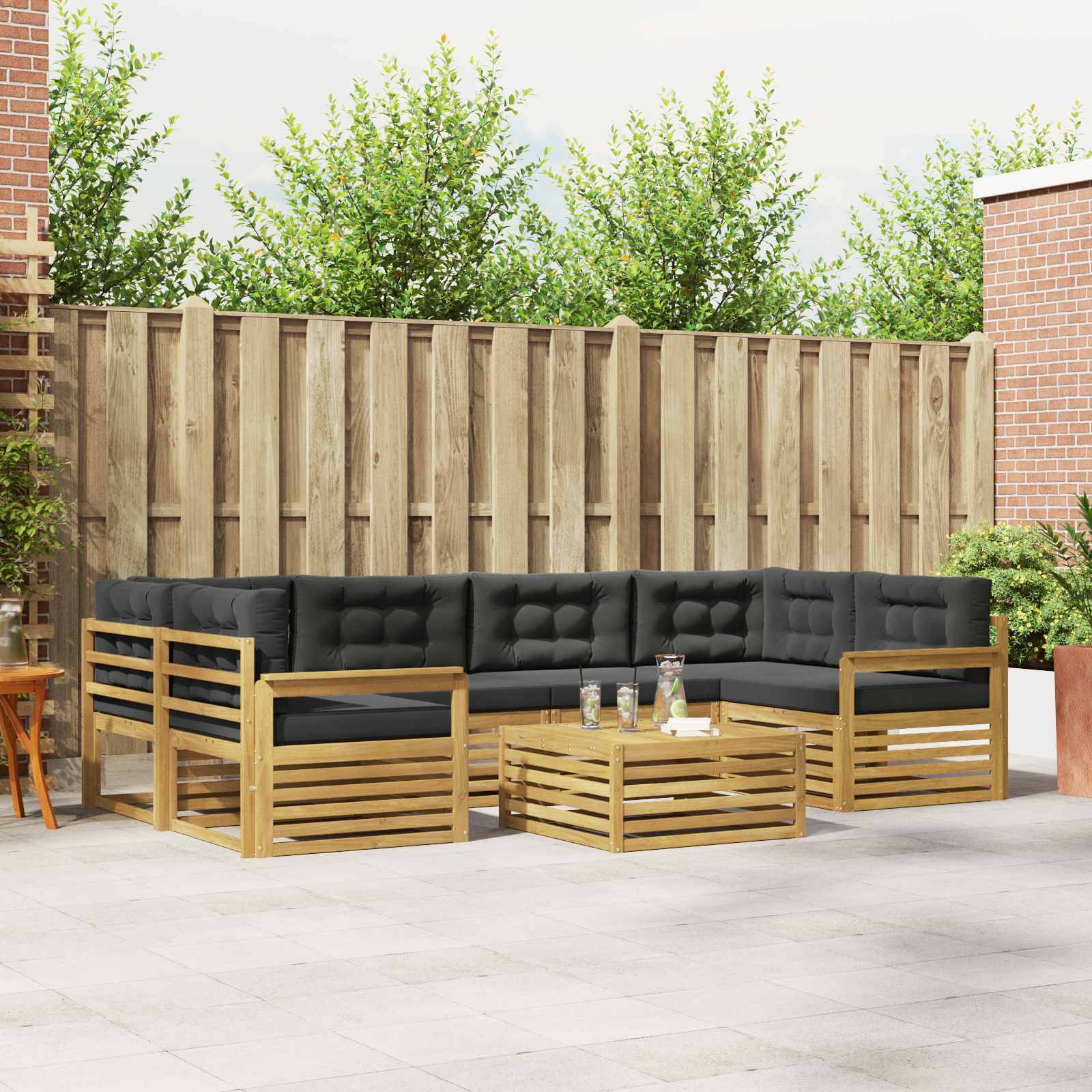 vidaXL Outdoor-Sofagarnitur 7 pcs Weiß und Anthrazit Polyester