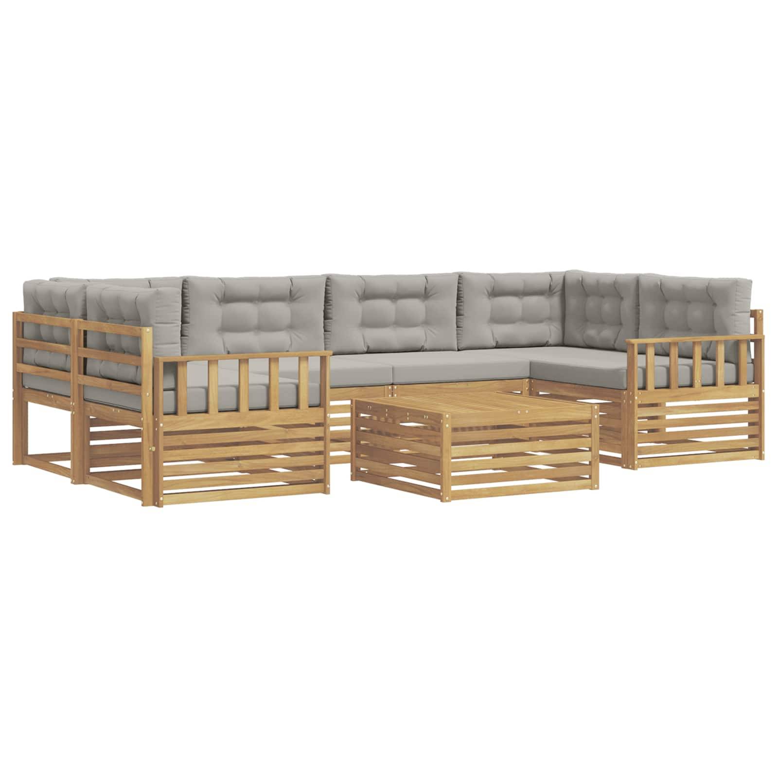 vidaXL Outdoor-Sofagarnitur 7 pcs Weiß und Hellgrau Polyester