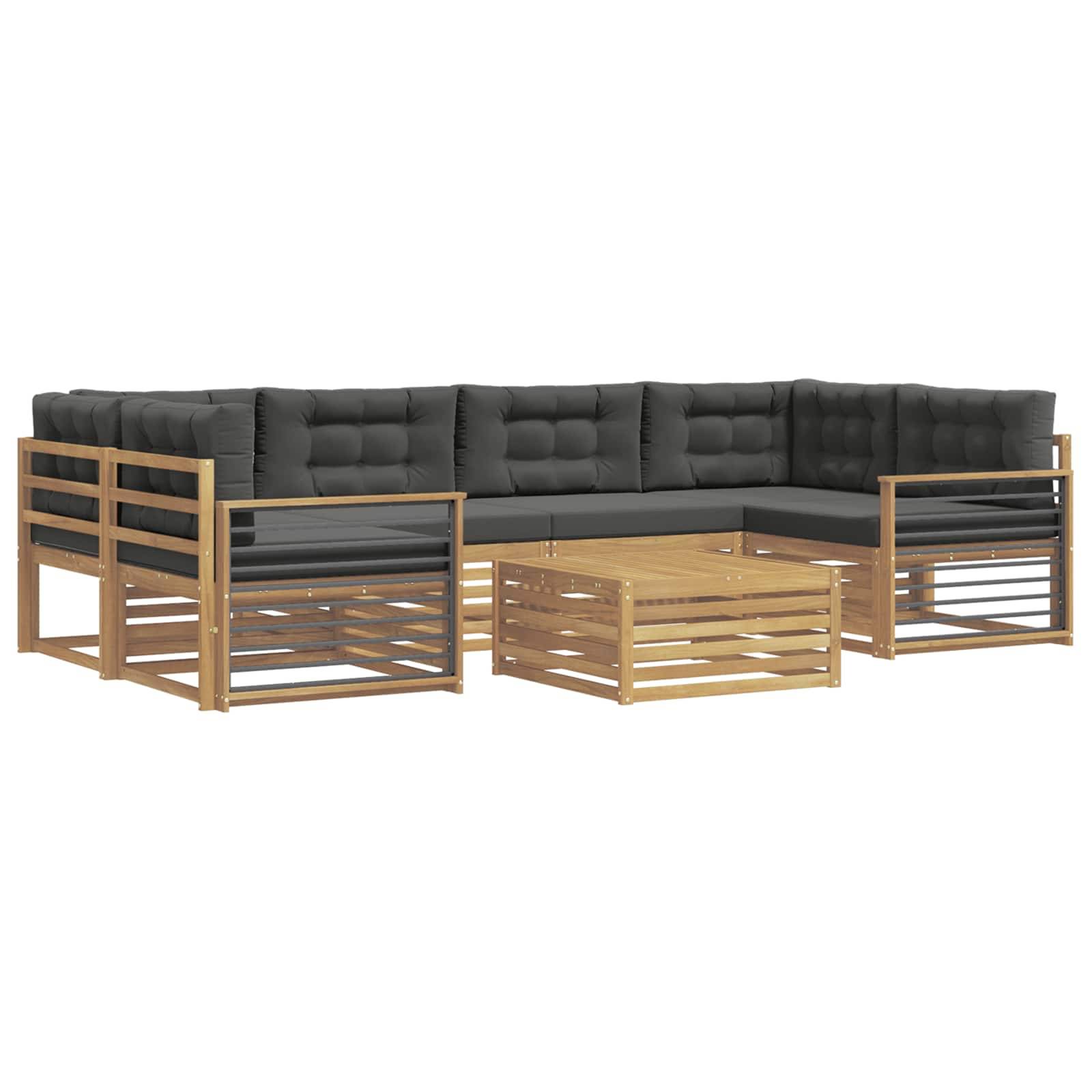 vidaXL Outdoor-Sofagarnitur 7 pcs Weiß und Anthrazit Polyester