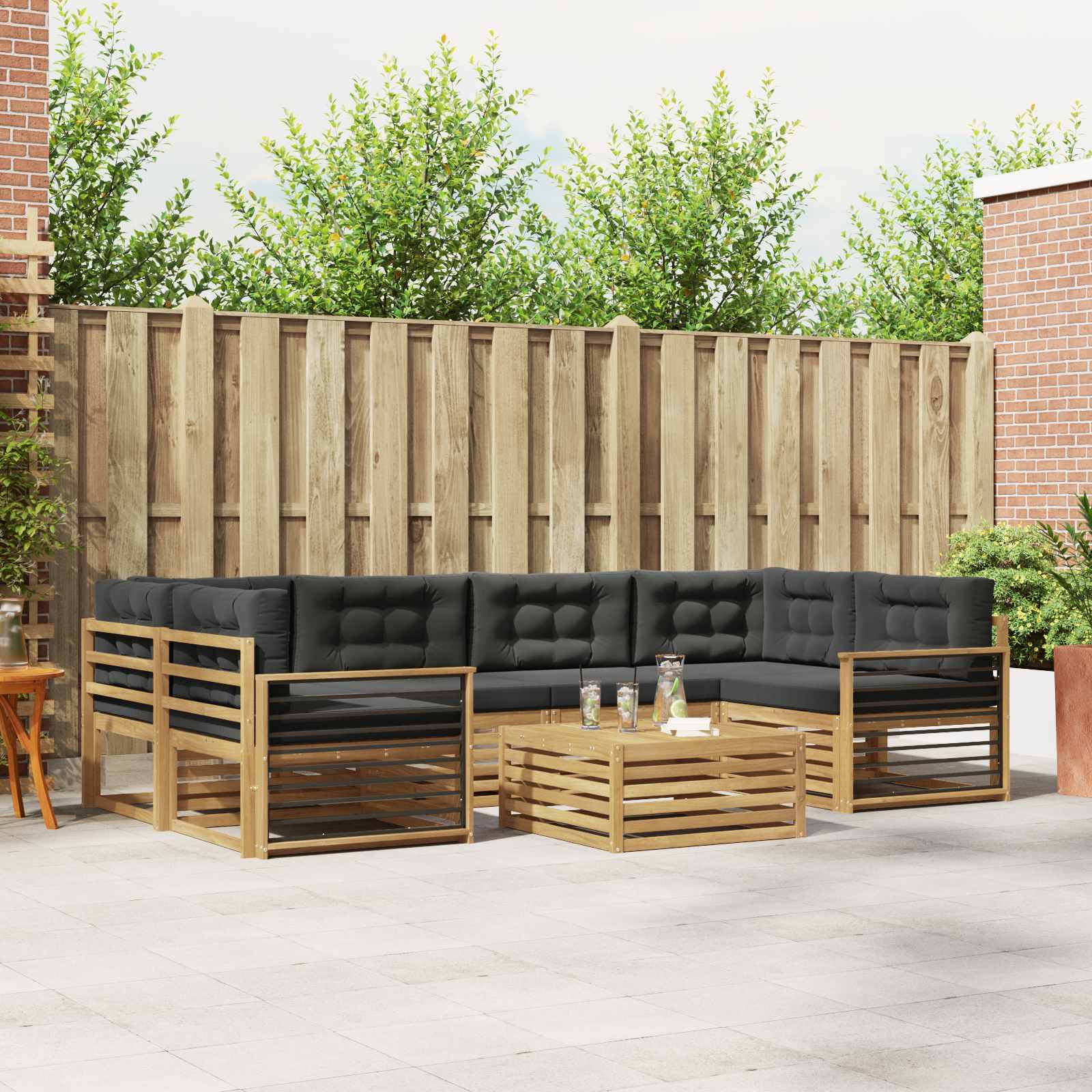 vidaXL Outdoor-Sofagarnitur 7 pcs Weiß und Anthrazit Polyester