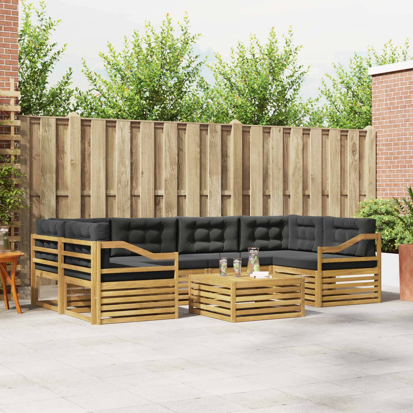 vidaXL Outdoor-Sofagarnitur 7 pcs Weiß und Anthrazit Polyester