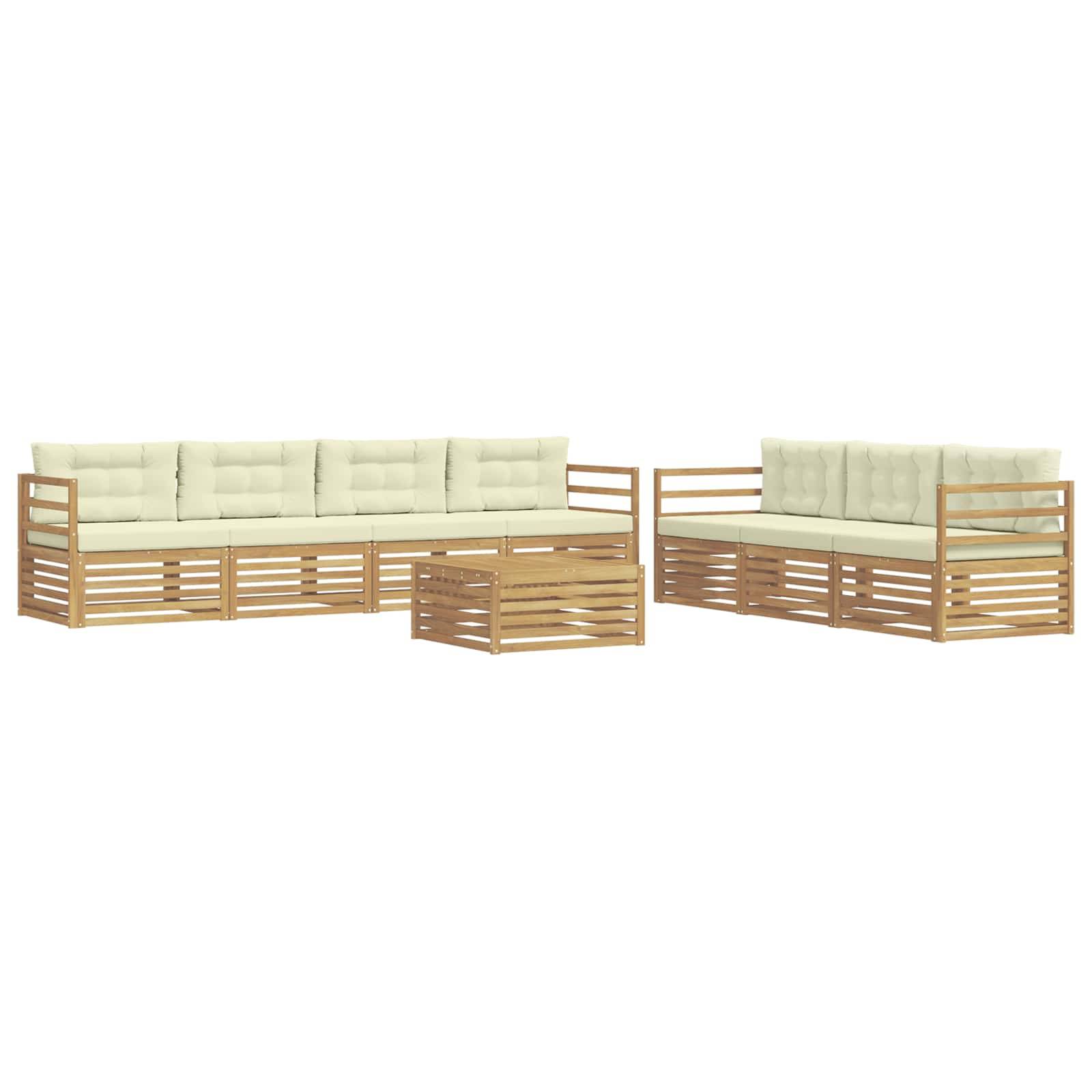 vidaXL Outdoor-Sofagarnitur 8 pcs Weiß und Creme 79 x 79 x 37 cm