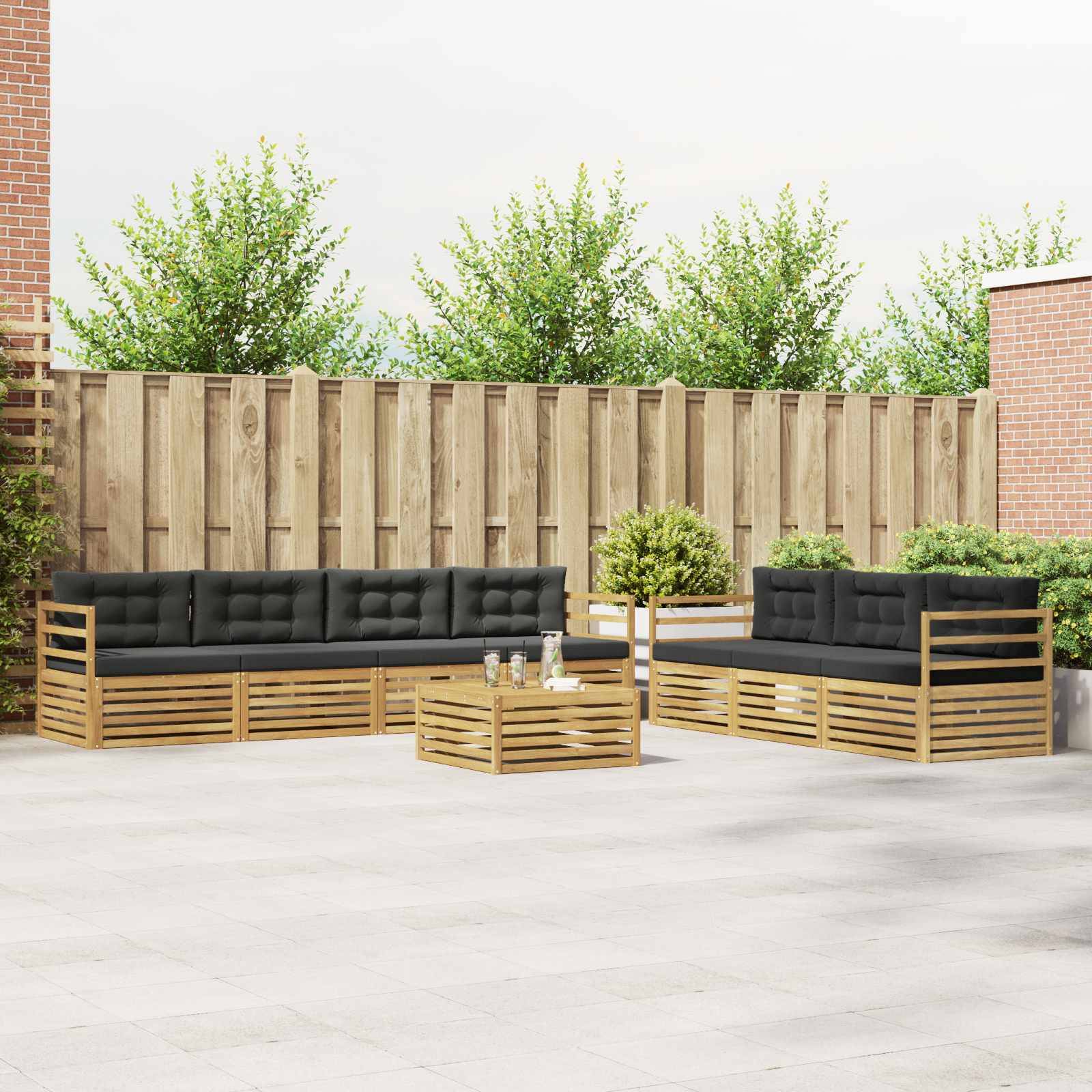vidaXL Outdoor-Sofagarnitur 8 pcs Weiß und Anthrazit 79 x 79 x 37 cm