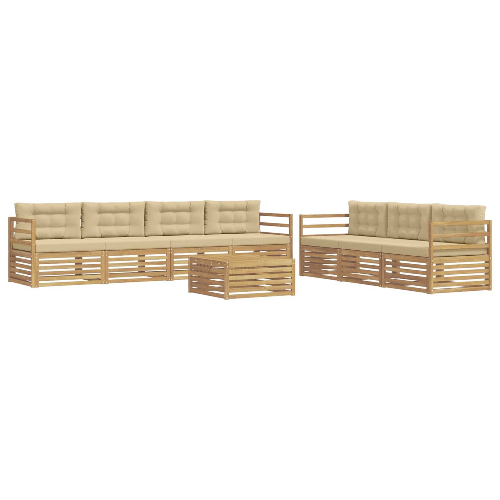 vidaXL Outdoor-Sofagarnitur 8 pcs Weiß und Beige 79 x 79 x 37 cm