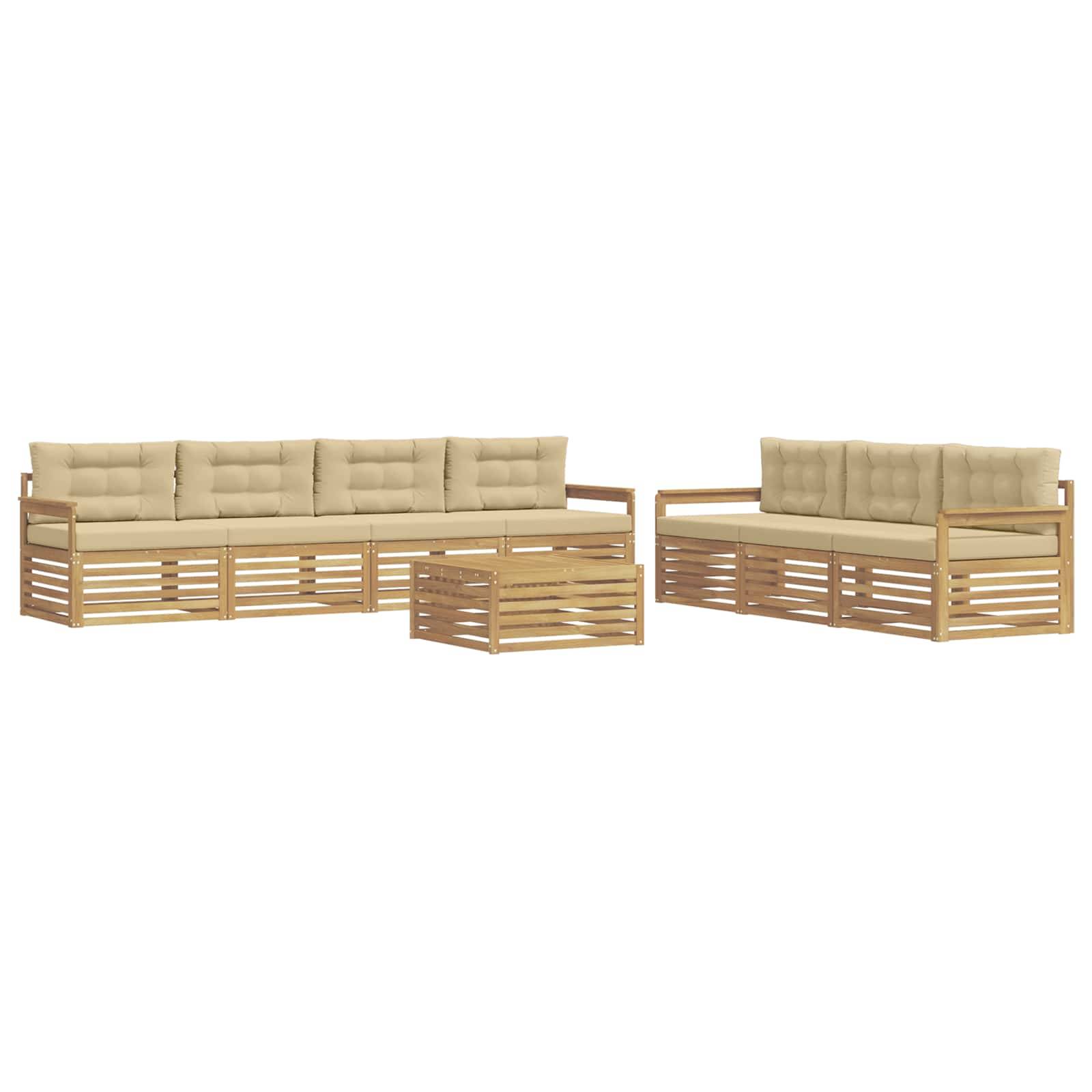 vidaXL Outdoor-Sofagarnitur 8 pcs Weiß und Beige 79 x 79 x 37 cm