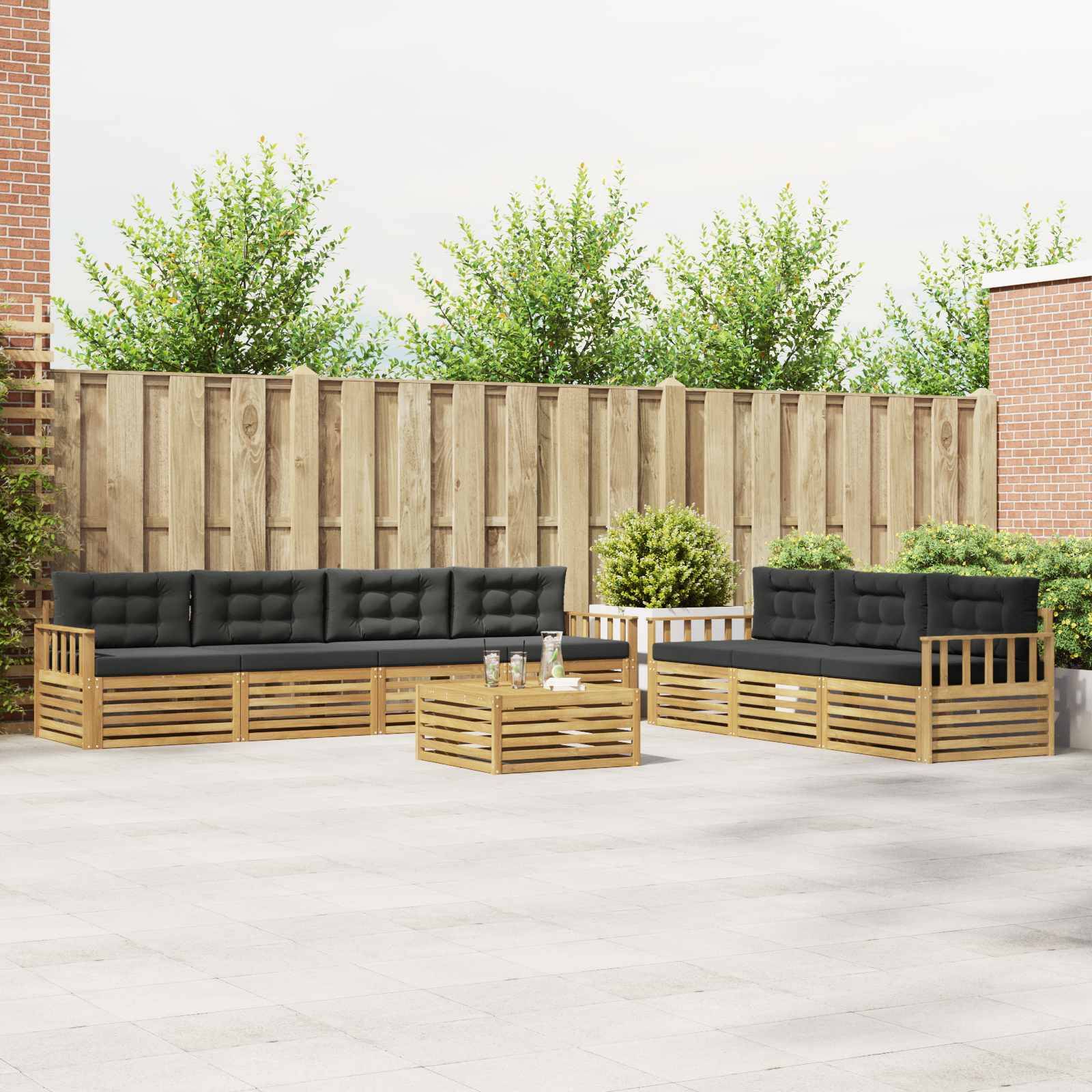 vidaXL Outdoor-Sofagarnitur 8 pcs Weiß und Anthrazit 79 x 79 x 37 cm