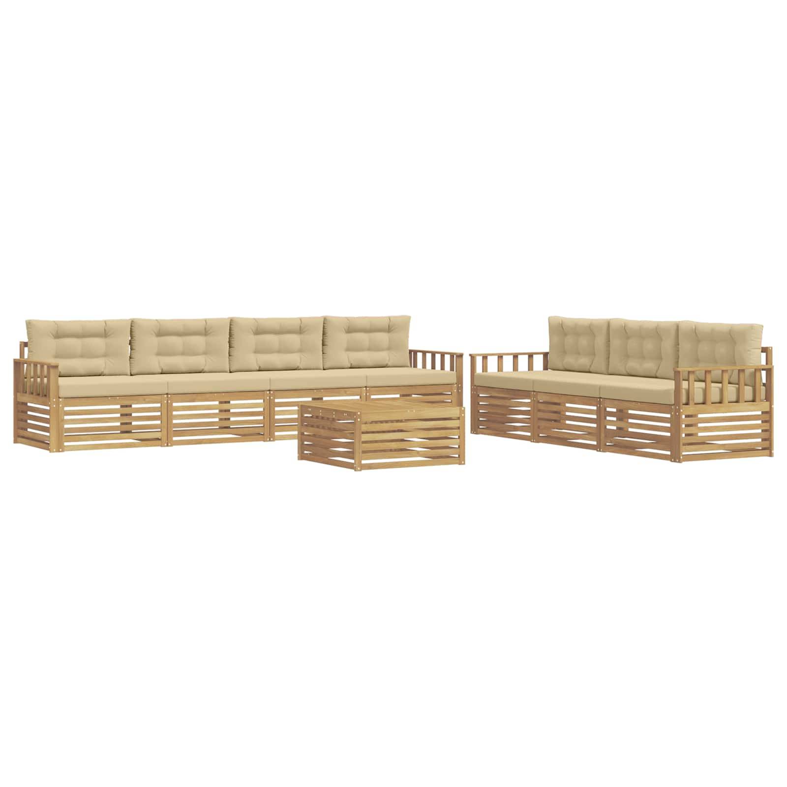 vidaXL Outdoor-Sofagarnitur 8 pcs Weiß und Beige 79 x 79 x 37 cm
