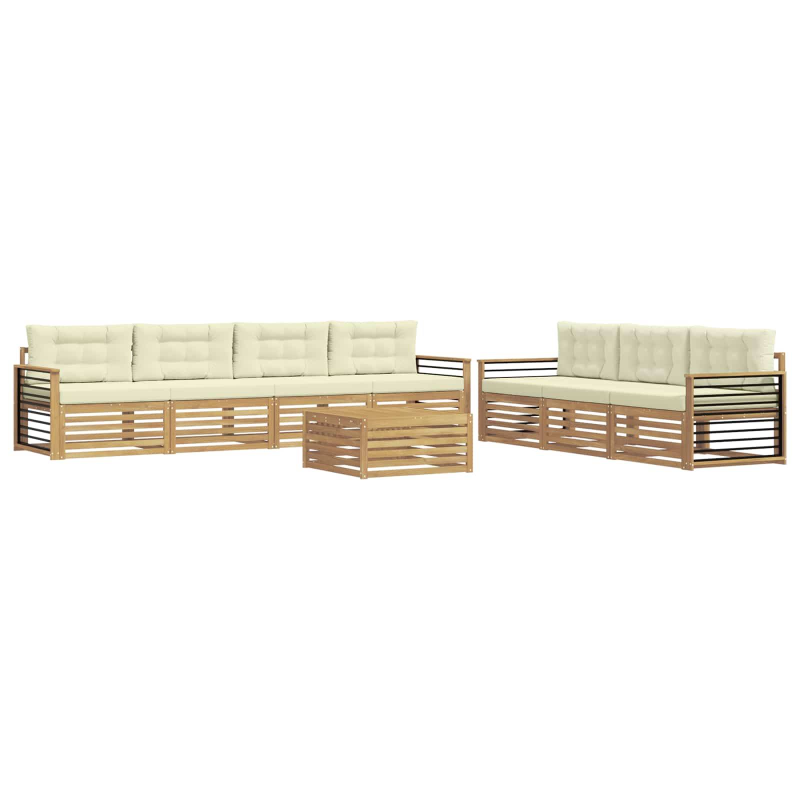vidaXL Outdoor-Sofagarnitur 8 pcs Weiß und Creme 79 x 79 x 37 cm