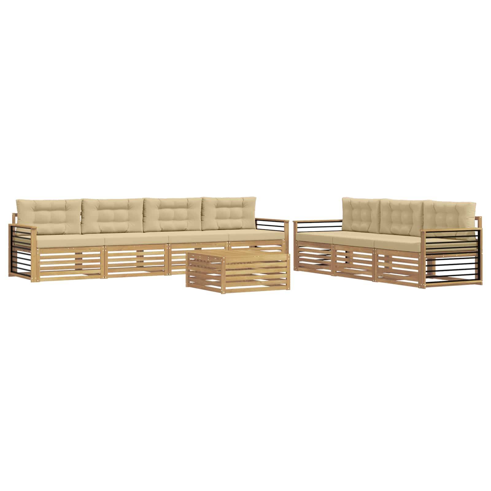 vidaXL Outdoor-Sofagarnitur 8 pcs Weiß und Beige 79 x 79 x 37 cm