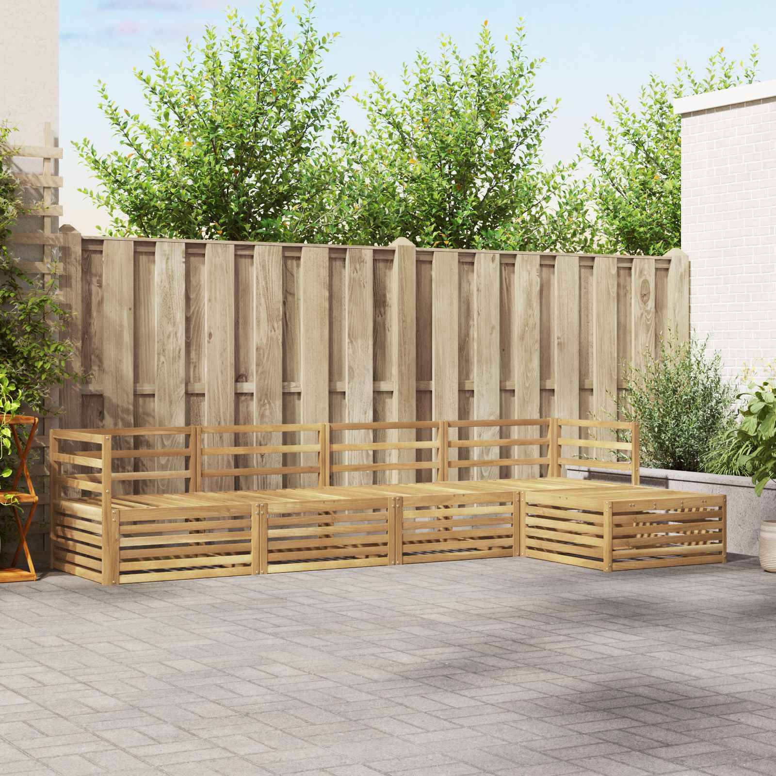 vidaXL Outdoor-Sofagarnitur 5 pcs Weiß Massivholz Akazie