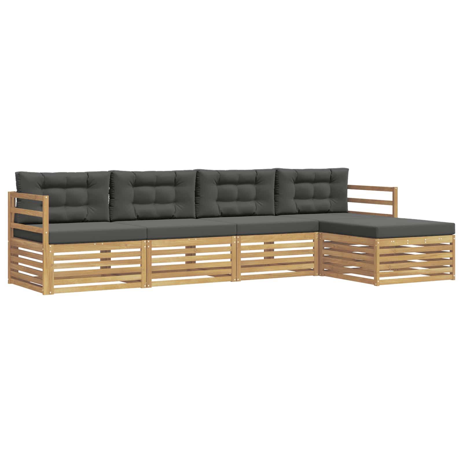 vidaXL Outdoor-Sofagarnitur 5 pcs Weiß und Anthrazit Polyester