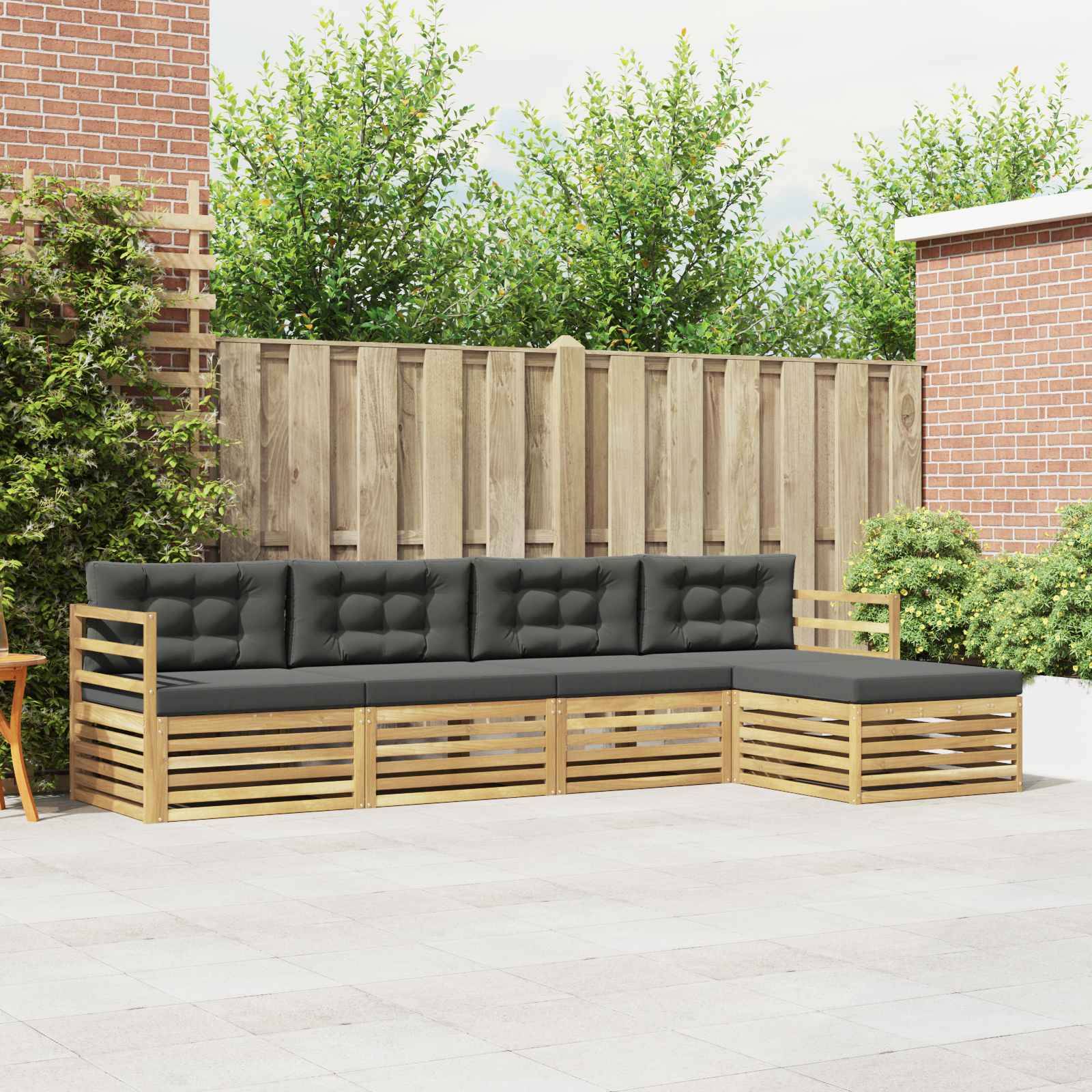 vidaXL Outdoor-Sofagarnitur 5 pcs Weiß und Anthrazit Polyester