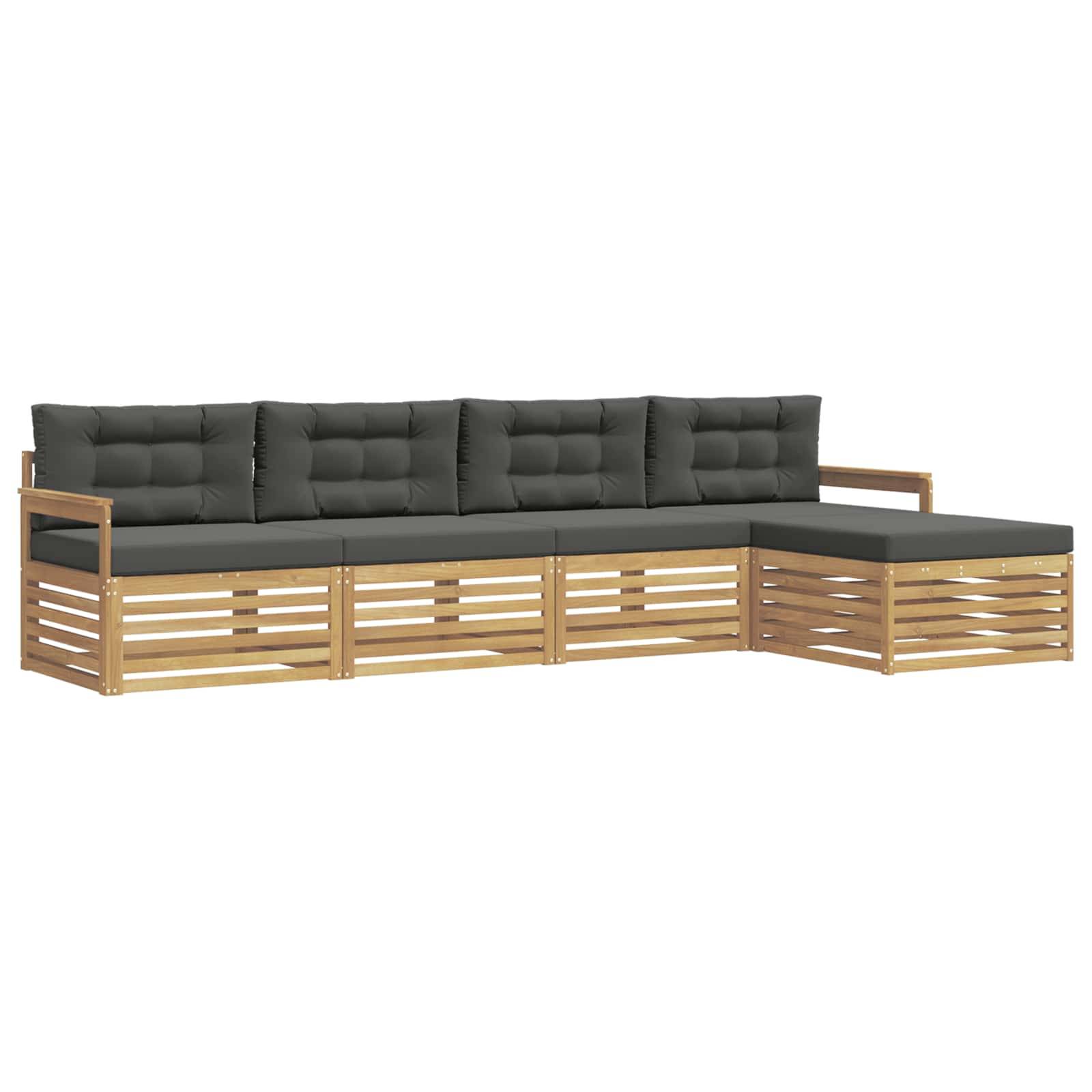 vidaXL Outdoor-Sofagarnitur 5 pcs Weiß und Anthrazit Polyester