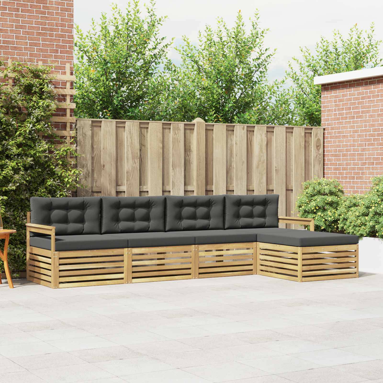 vidaXL Outdoor-Sofagarnitur 5 pcs Weiß und Anthrazit Polyester