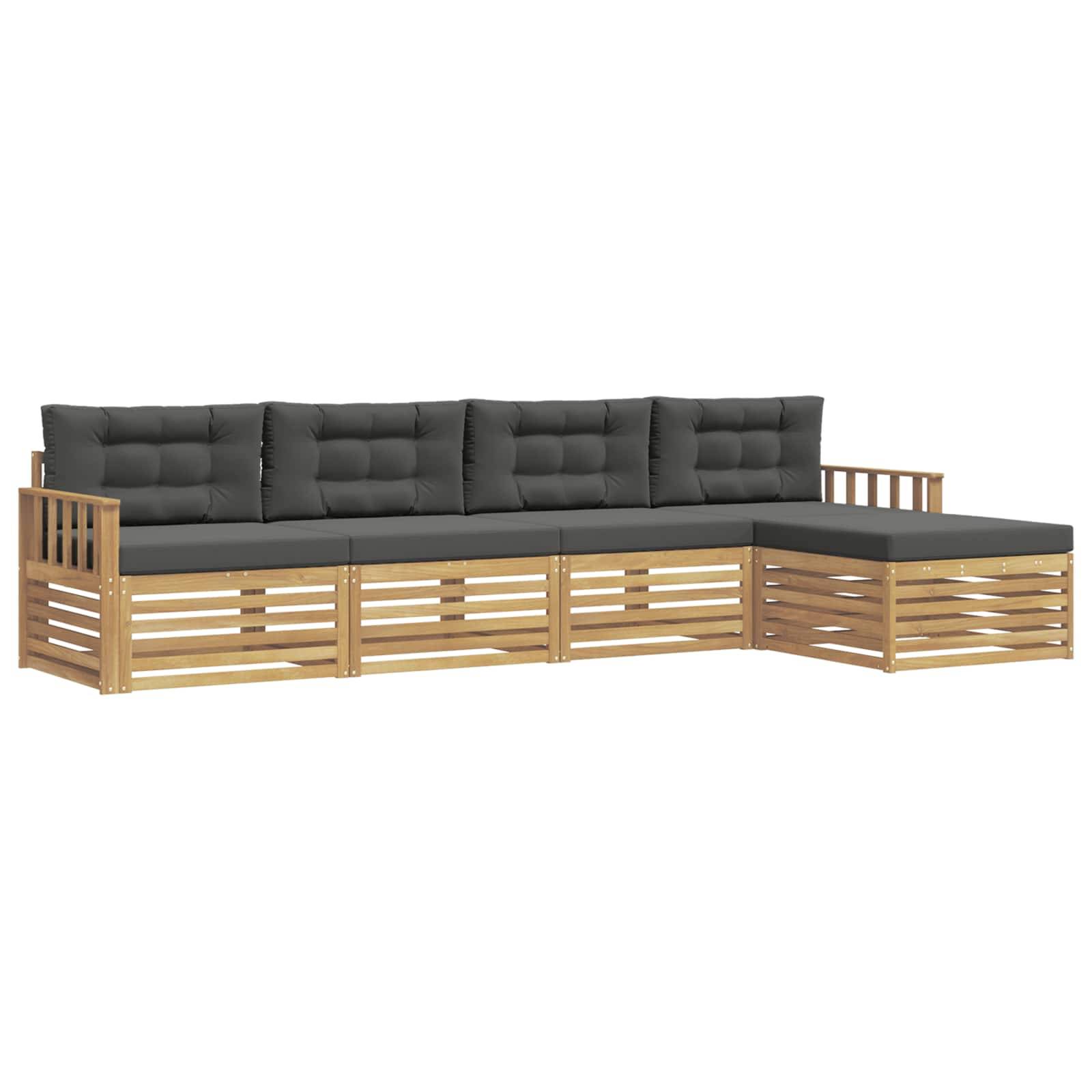 vidaXL Outdoor-Sofagarnitur 5 pcs Weiß und Anthrazit Polyester