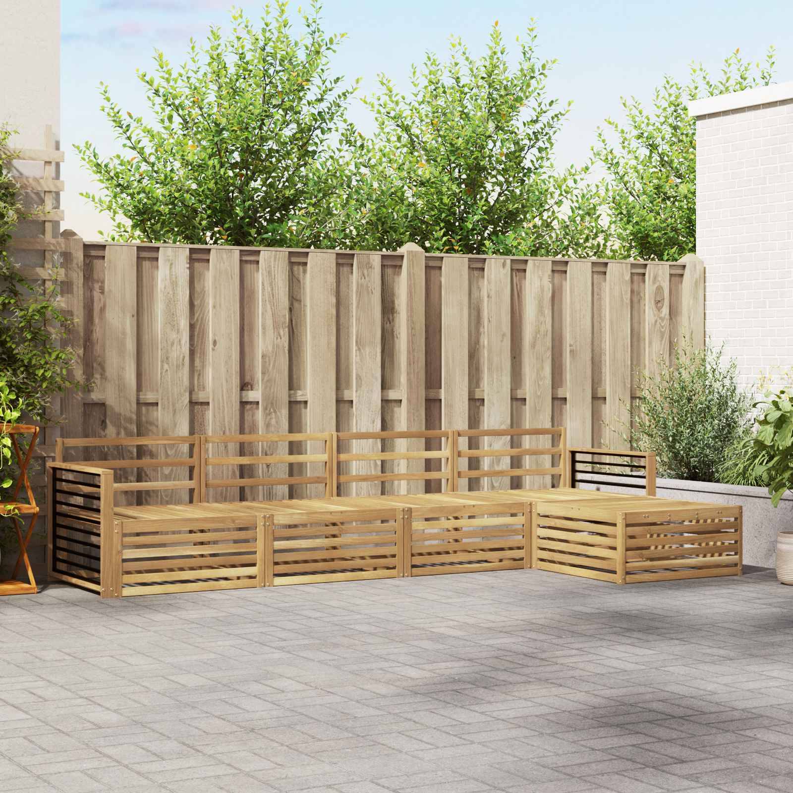 vidaXL Outdoor-Sofagarnitur 5 pcs Weiß Massivholz Akazie