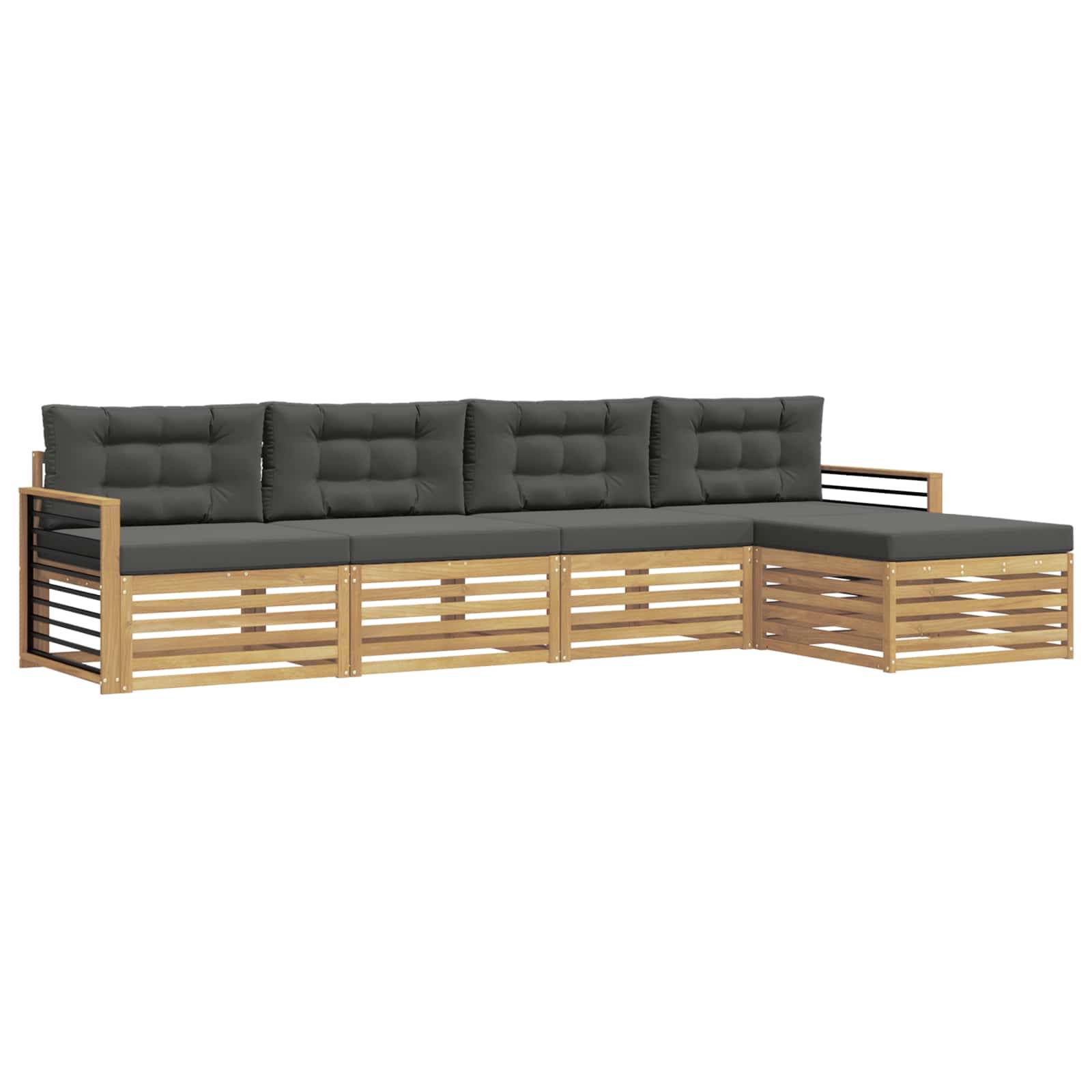 vidaXL Outdoor-Sofagarnitur 5 pcs Weiß und Anthrazit Polyester