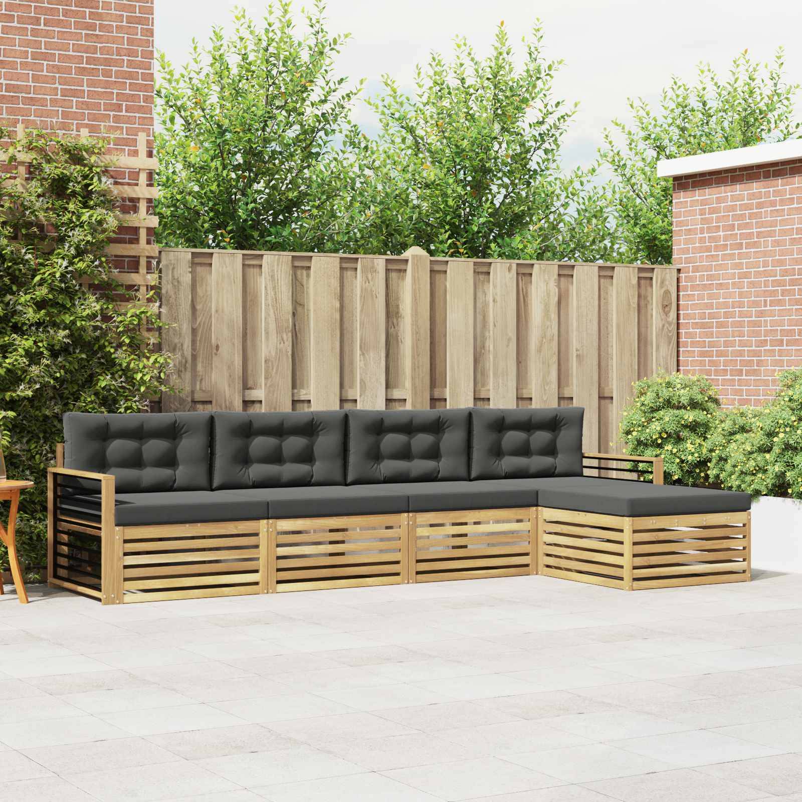 vidaXL Outdoor-Sofagarnitur 5 pcs Weiß und Anthrazit Polyester