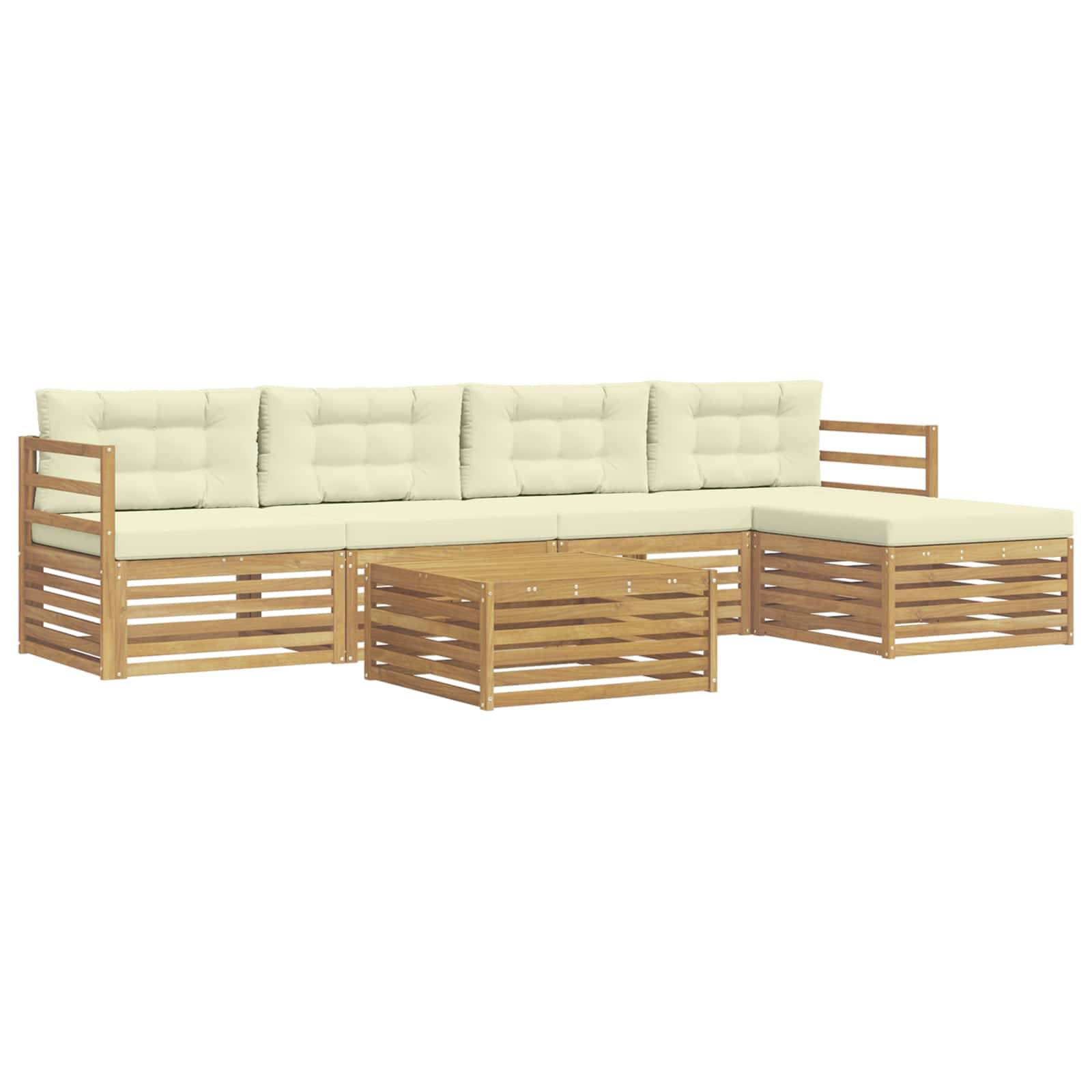 vidaXL Outdoor-Sofagarnitur 6 pcs Weiß und Creme 79 x 79 x 37 cm