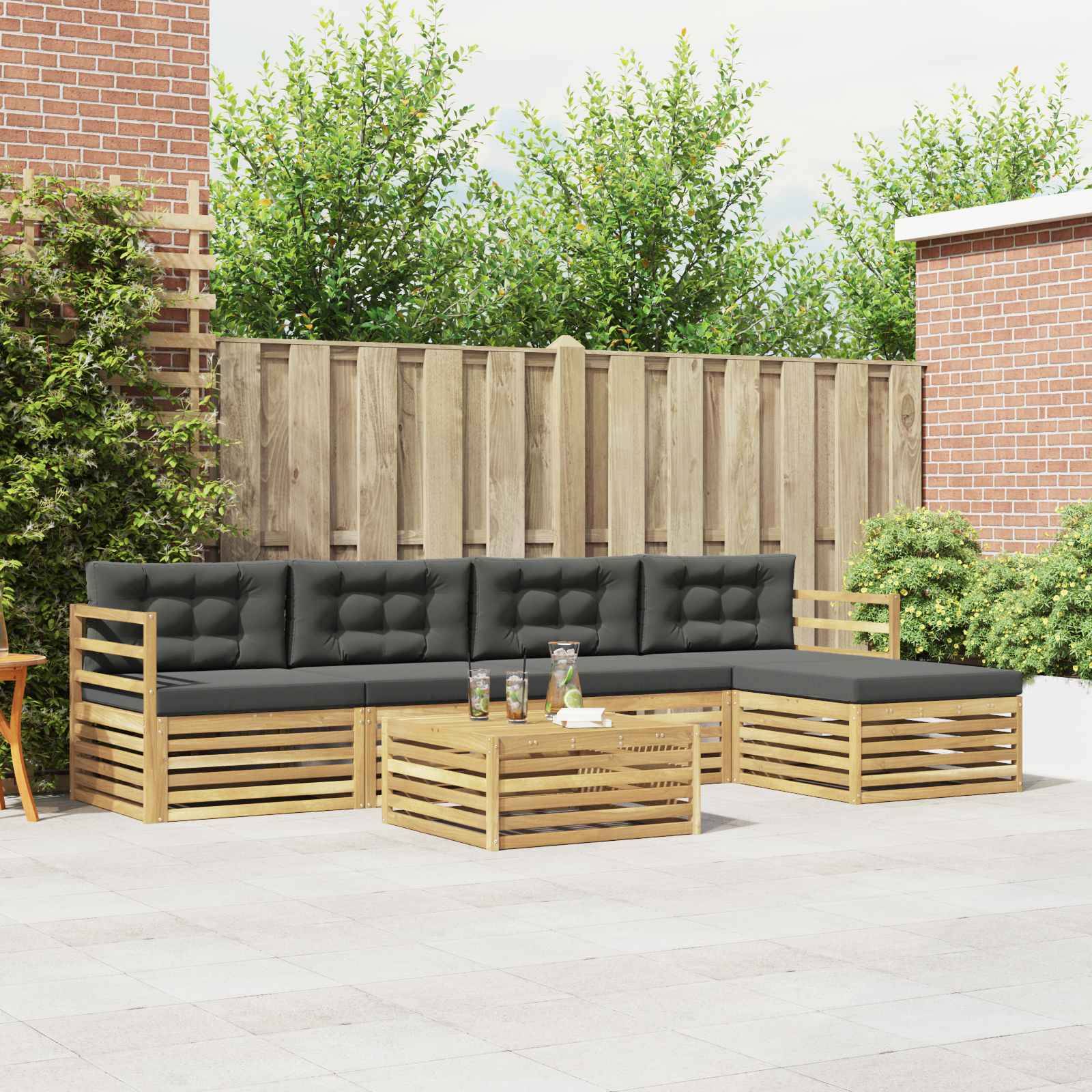vidaXL Outdoor-Sofagarnitur 6 pcs Weiß und Anthrazit 79 x 79 x 37 cm