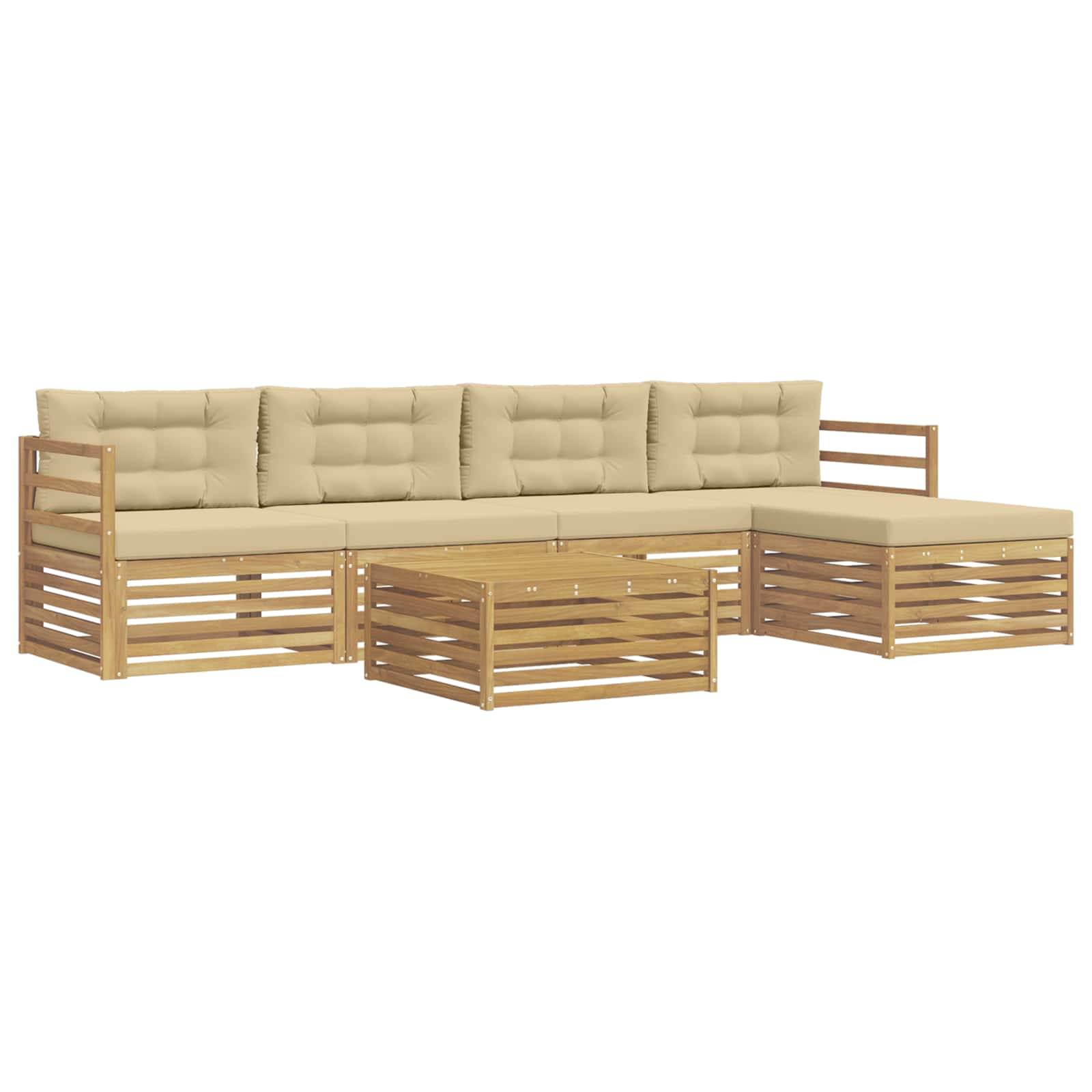 vidaXL Outdoor-Sofagarnitur 6 pcs Weiß und Beige 79 x 79 x 37 cm