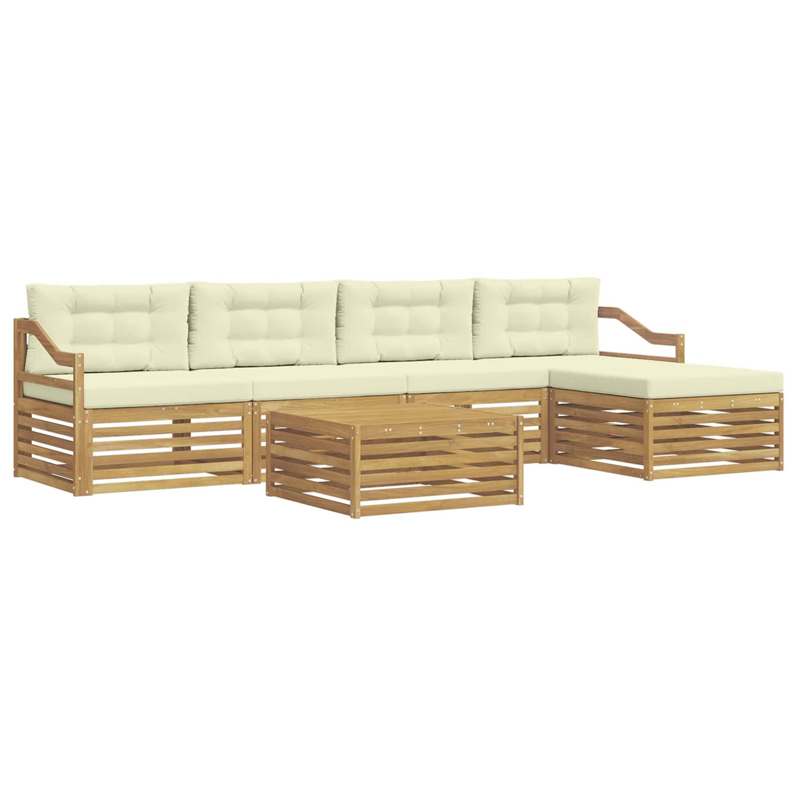 vidaXL Outdoor-Sofagarnitur 6 pcs Weiß und Creme 79 x 79 x 37 cm