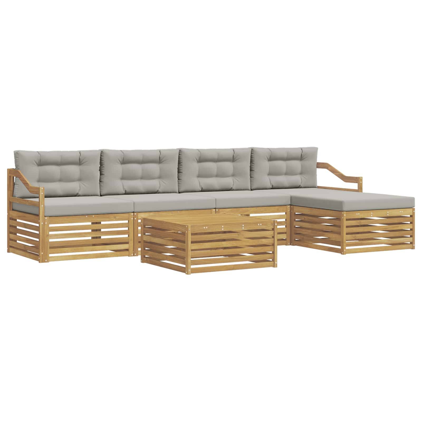 vidaXL Outdoor-Sofagarnitur 6 pcs Weiß und Hellgrau 79 x 79 x 37 cm
