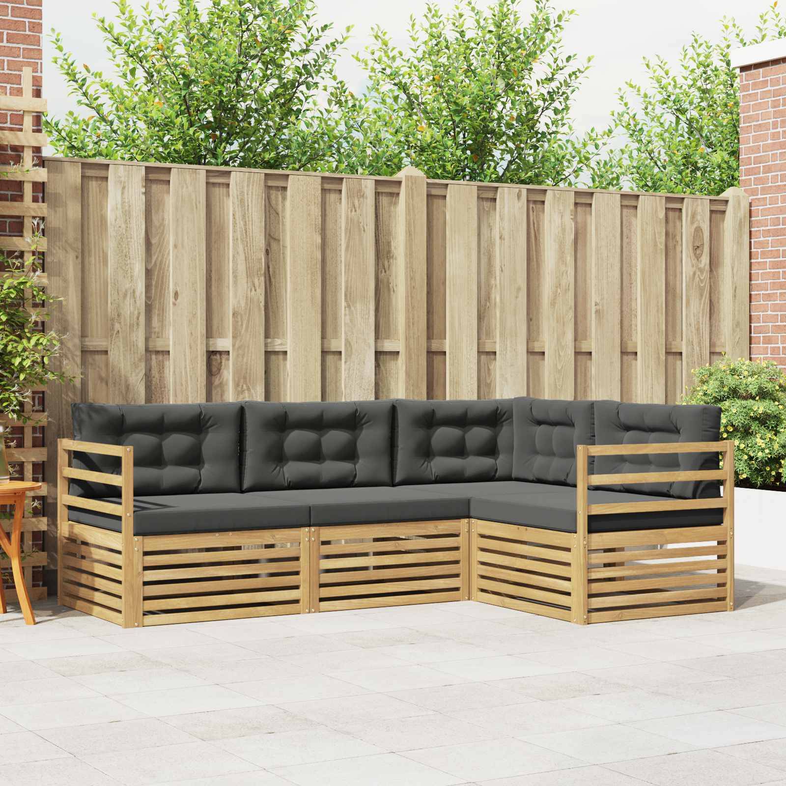 vidaXL Outdoor-Sofagarnitur 4 pcs Weiß und Anthrazit