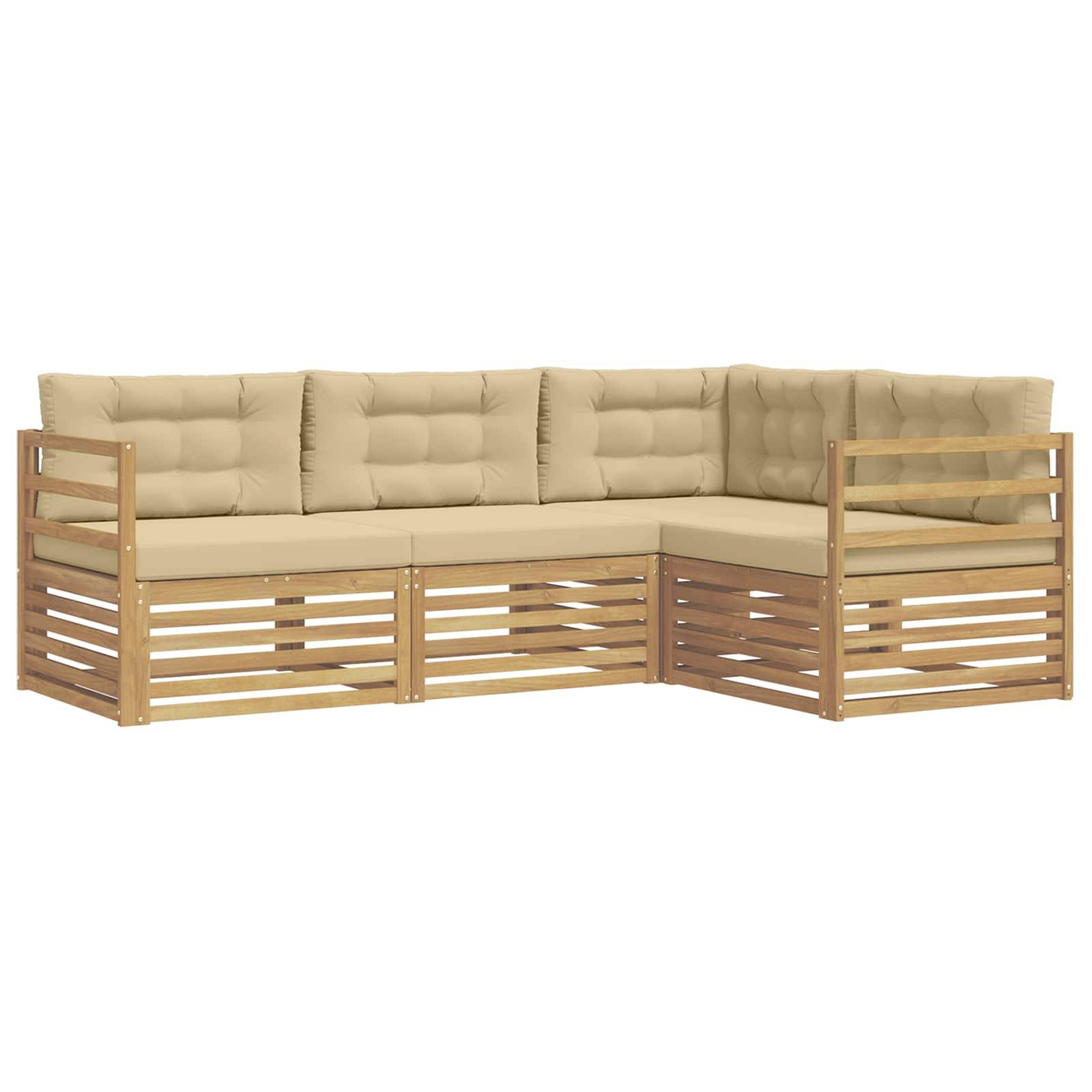 vidaXL Outdoor-Sofagarnitur 4 pcs Weiß und Beige 245,5 x 166,5 x 73 cm