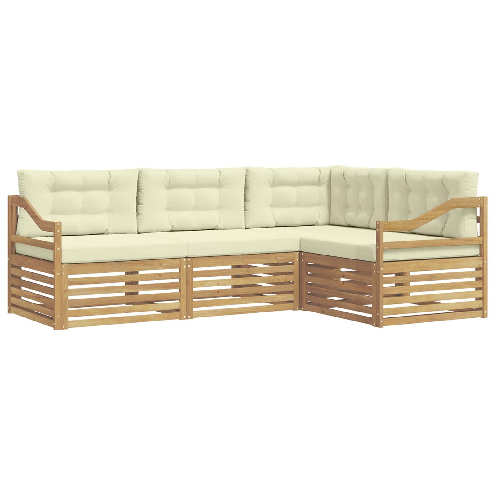 vidaXL Outdoor-Sofagarnitur 4 pcs Weiß und Creme 245,5 x 166,5 x 73 cm